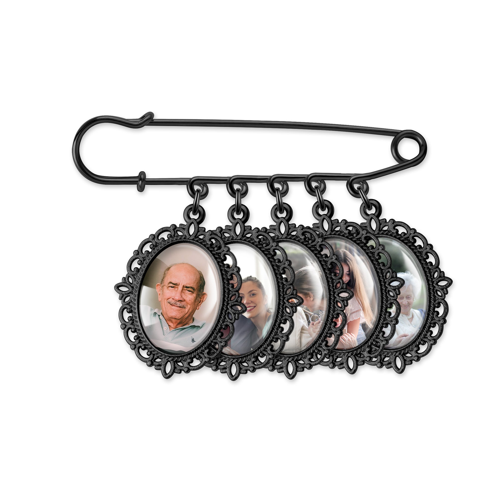 Horizontal Oval Pet Memorial Photo Brooch Pin