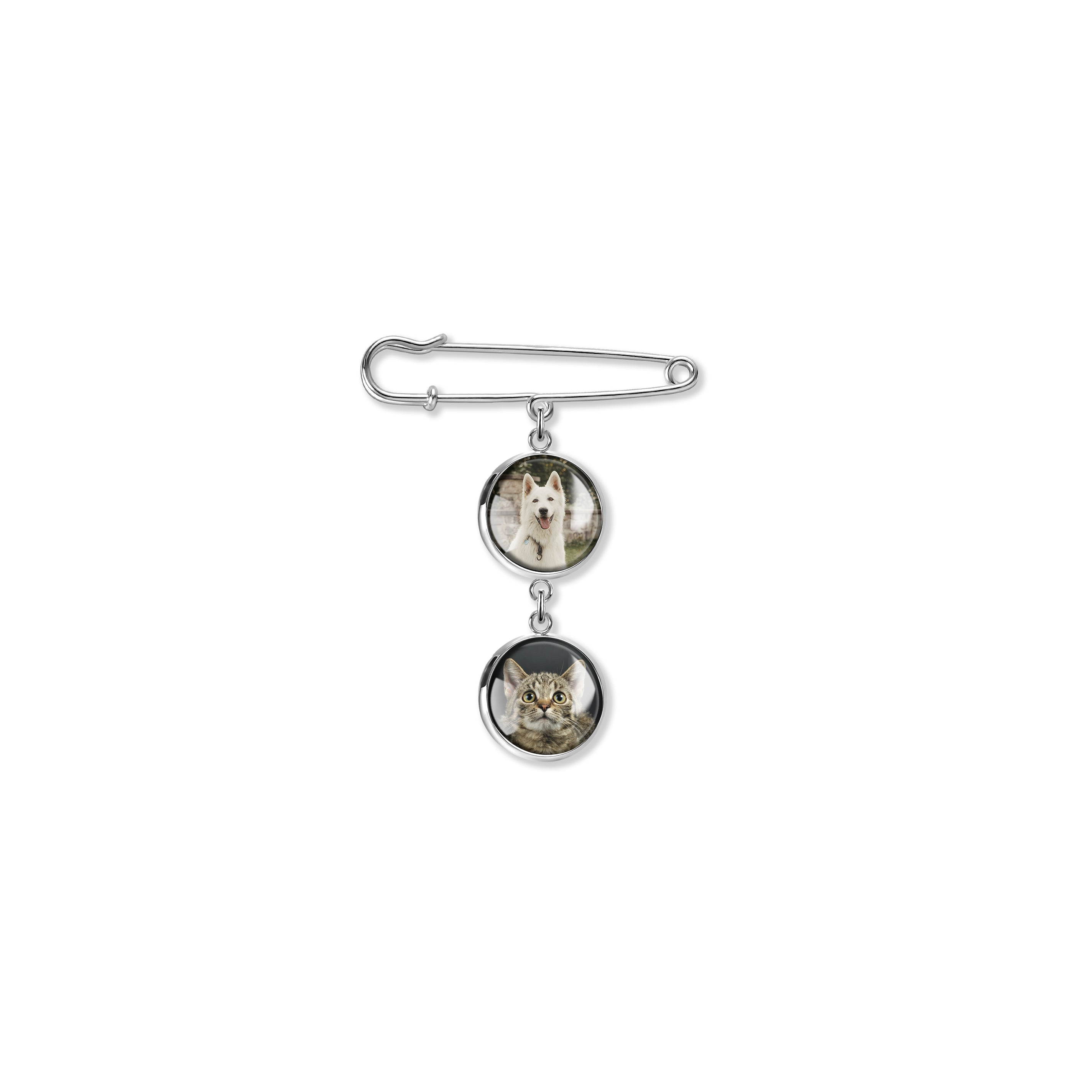 Vertical Round Graduation Photo Brooch Pin