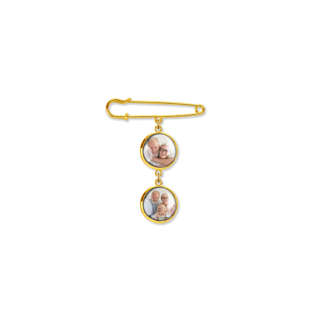 Vertical Round Graduation Photo Brooch Pin
