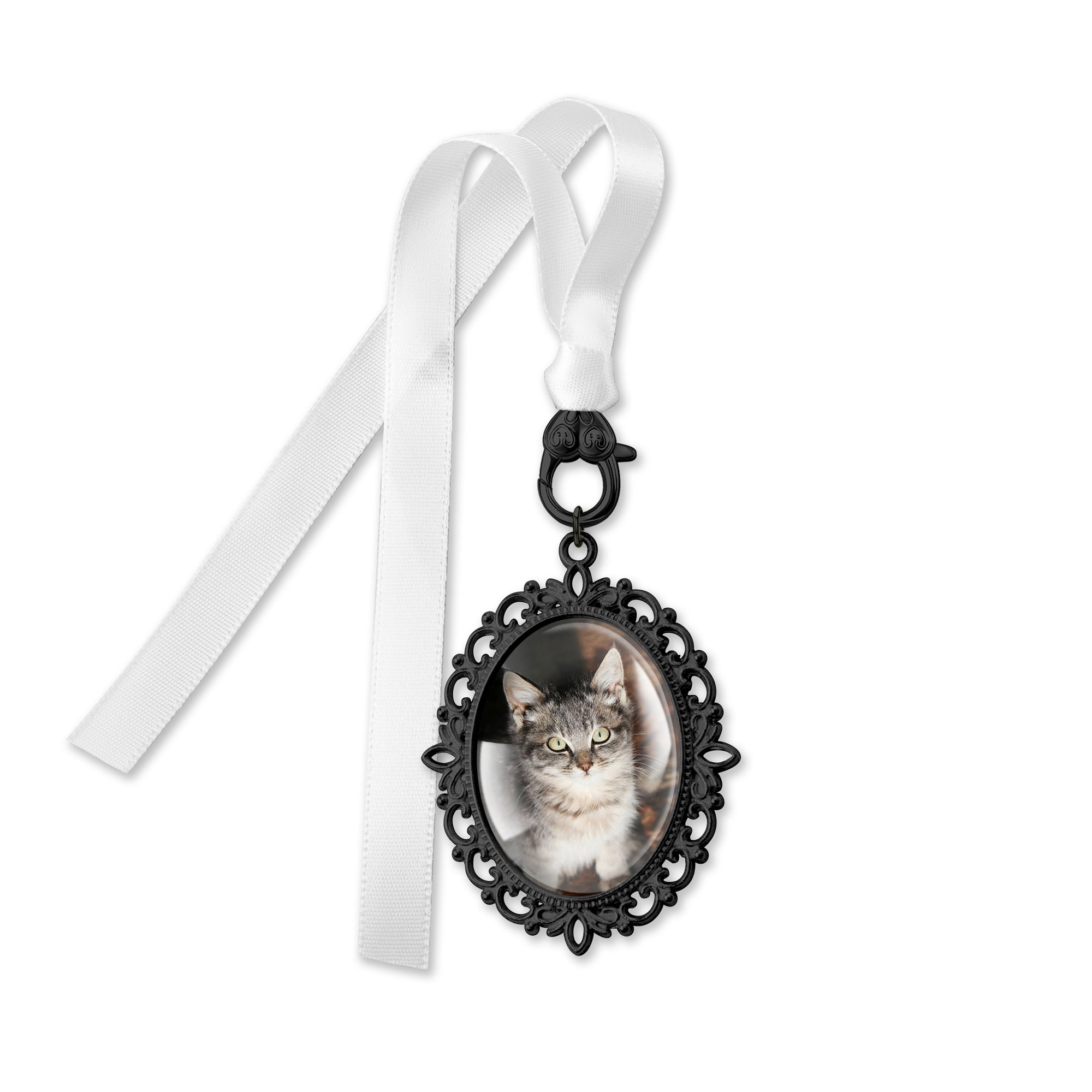 Oval Pet Memorial Resin and Ribbon Brooch