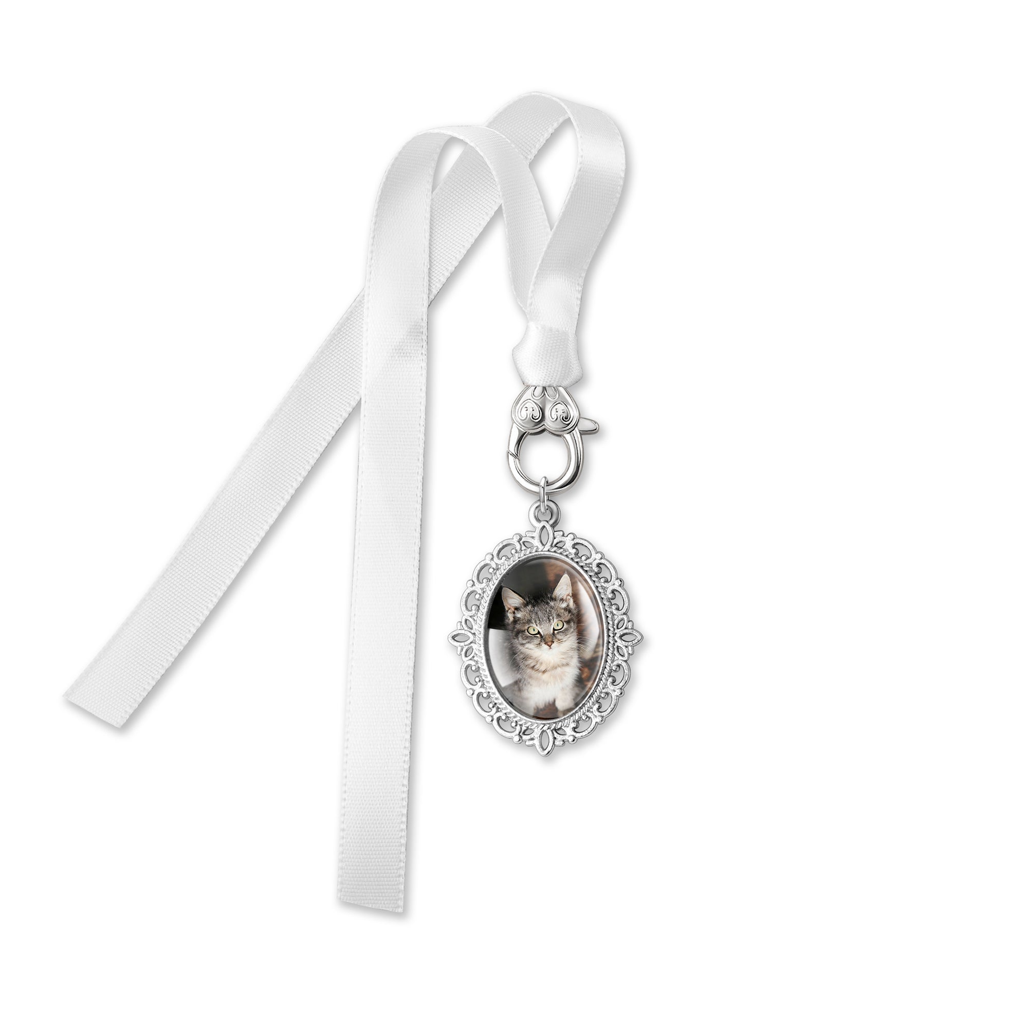 Oval Pet Memorial Resin and Ribbon Brooch