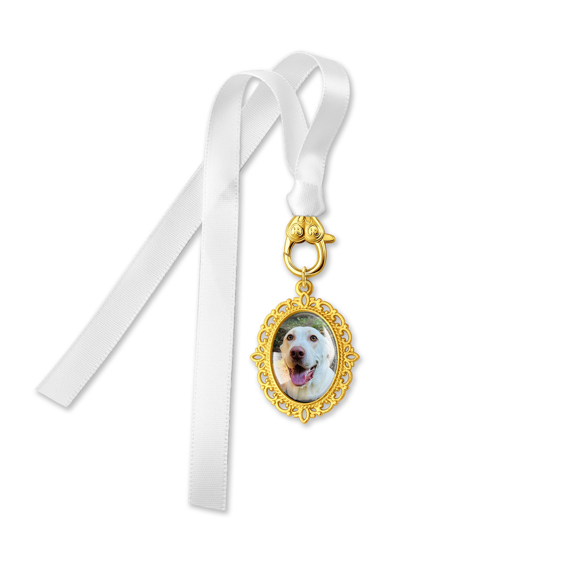 Oval Wedding Resin and Ribbon Brooch