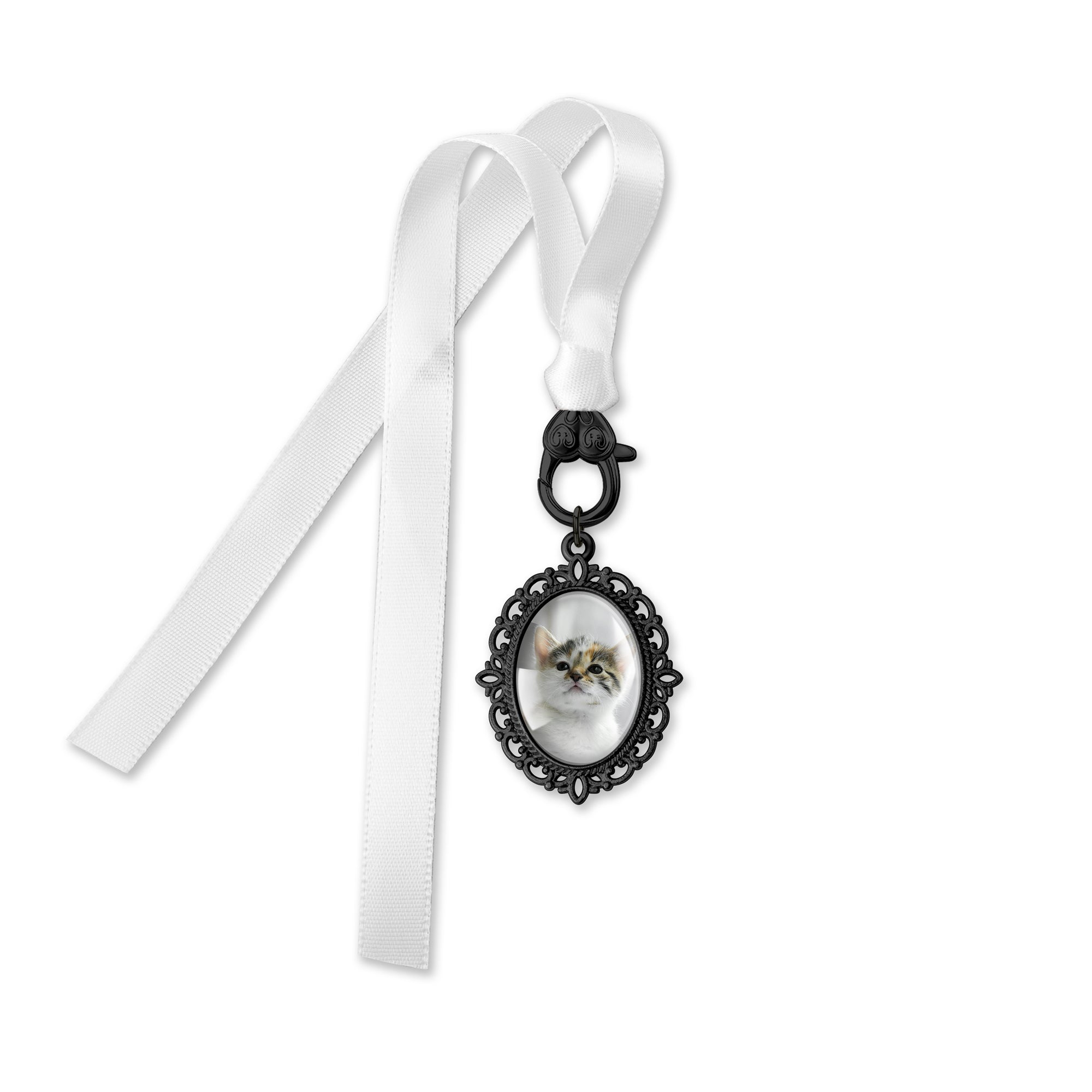 Oval Wedding Resin and Ribbon Brooch