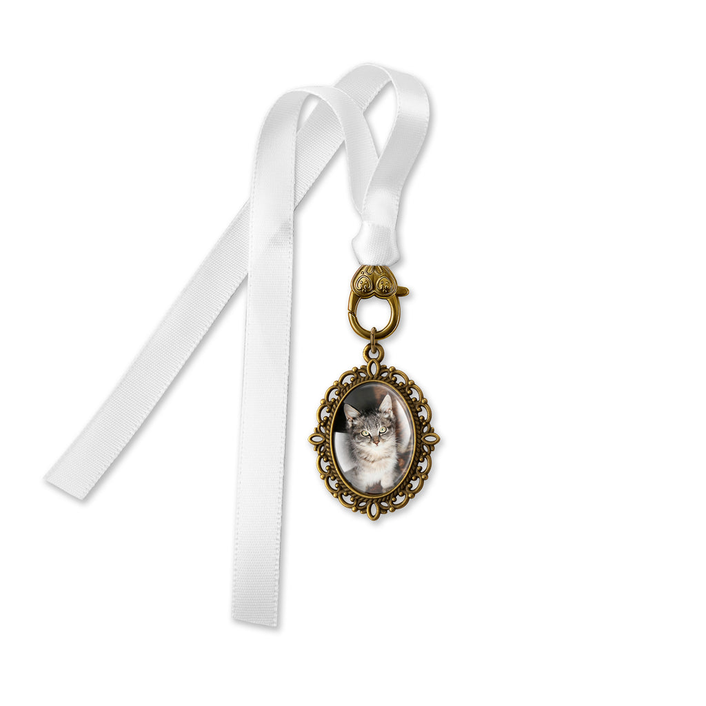Oval Pet Memorial Resin and Ribbon Brooch