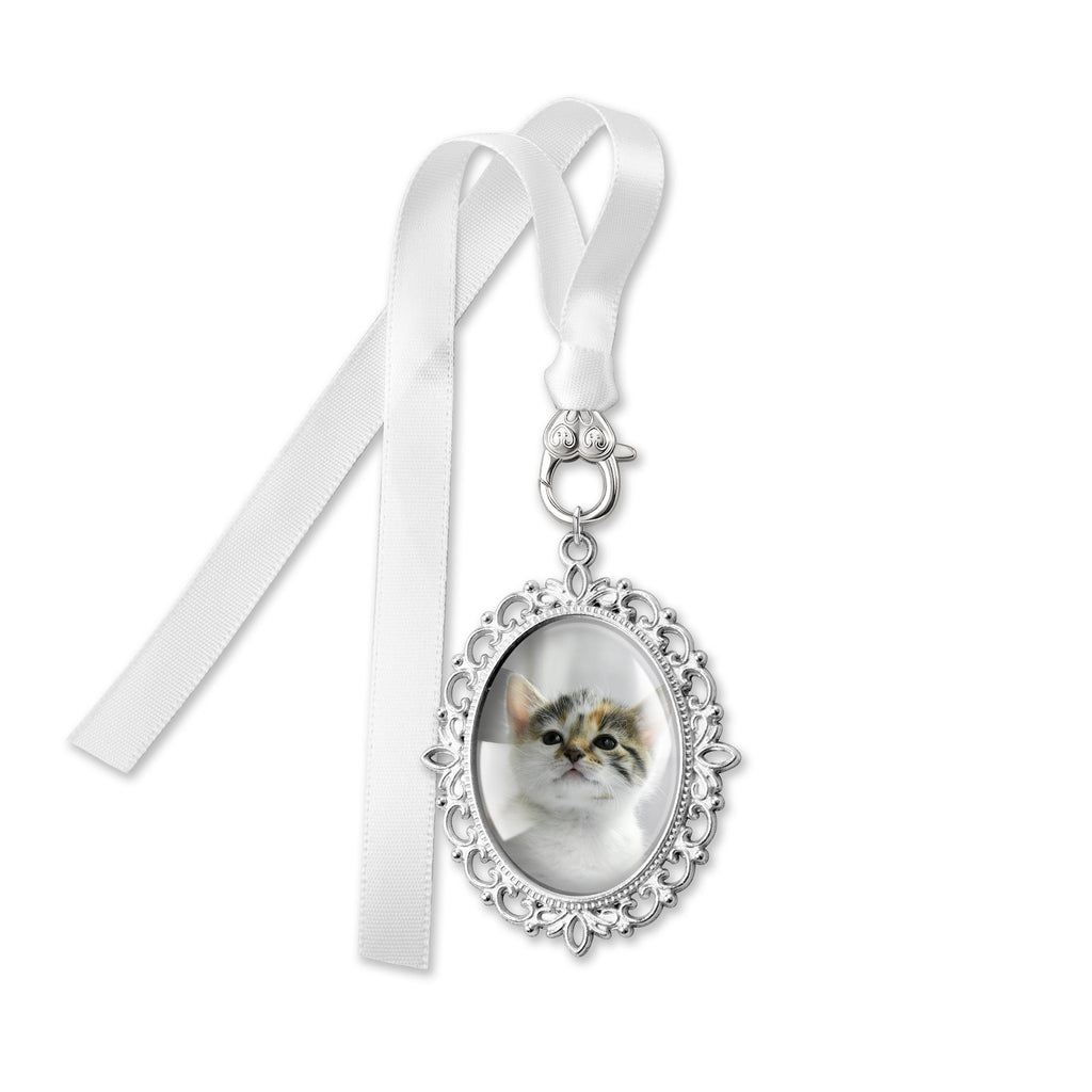 Reversible Wedding Photo Ribbon Brooch