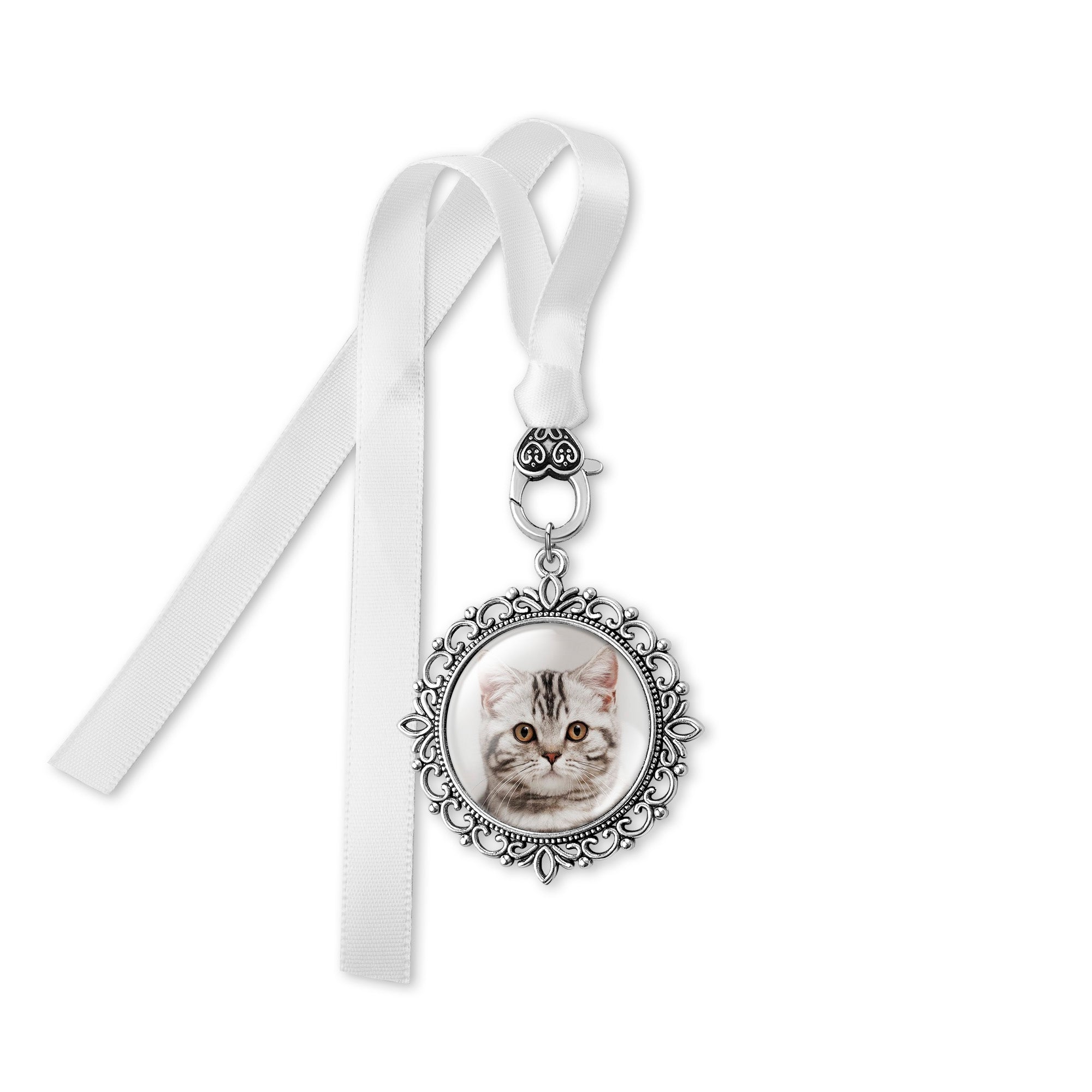 Round Double-Sided Photo Wedding Resin Ribbon Brooch