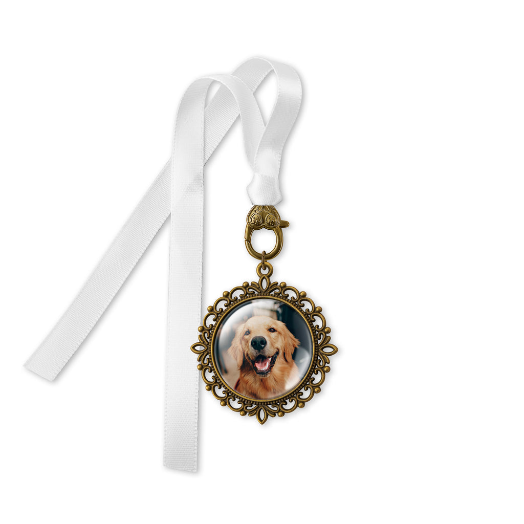 Round Double-Sided Photo Graduation Resin Ribbon Brooch