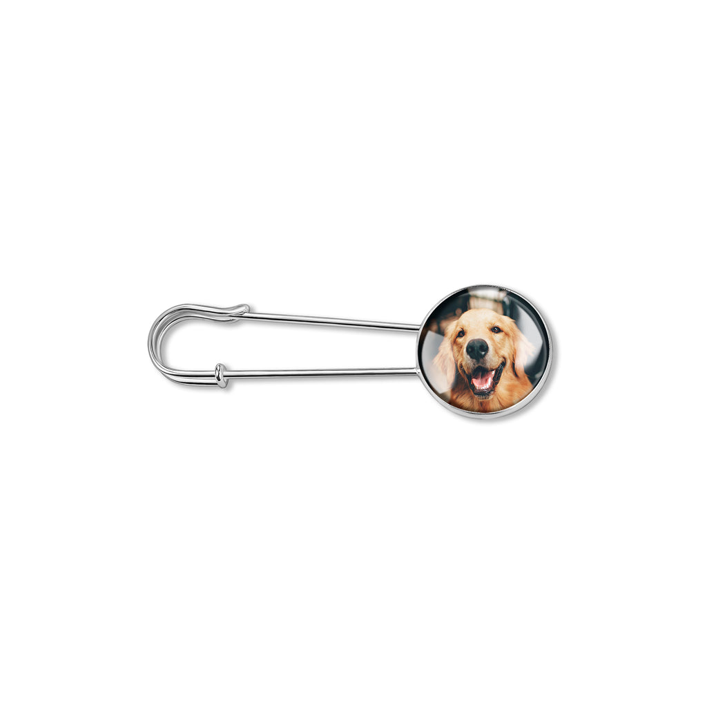 Custom Pet Memorial Round Photo Charm Pin Brooch