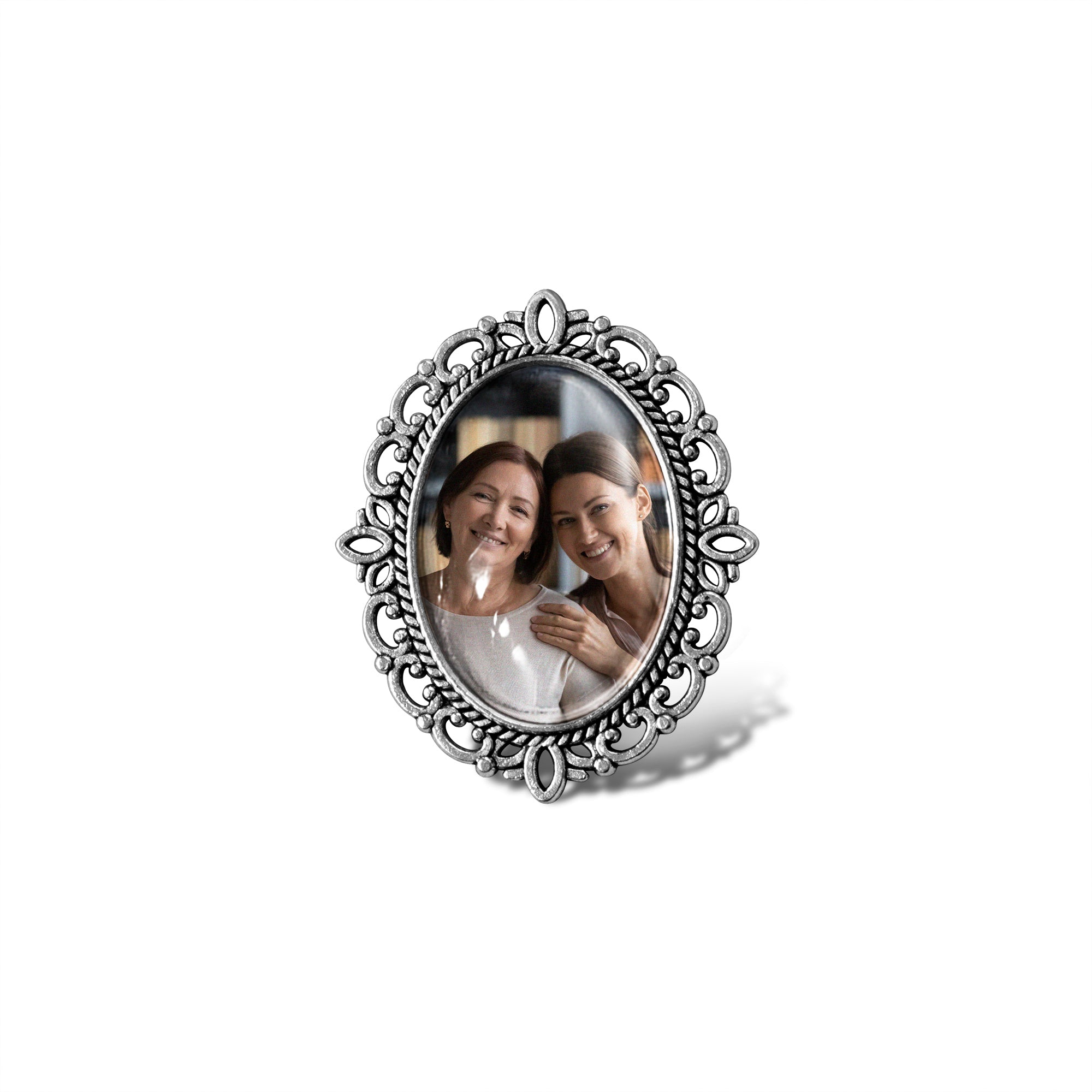 Vintage Oval Resin Graduation Photo Brooch Pin