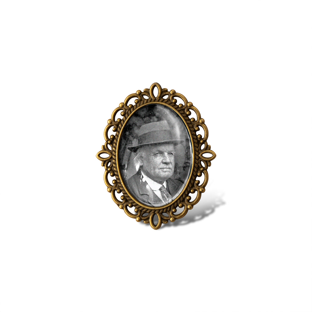 Vintage Oval Resin Graduation Photo Brooch Pin