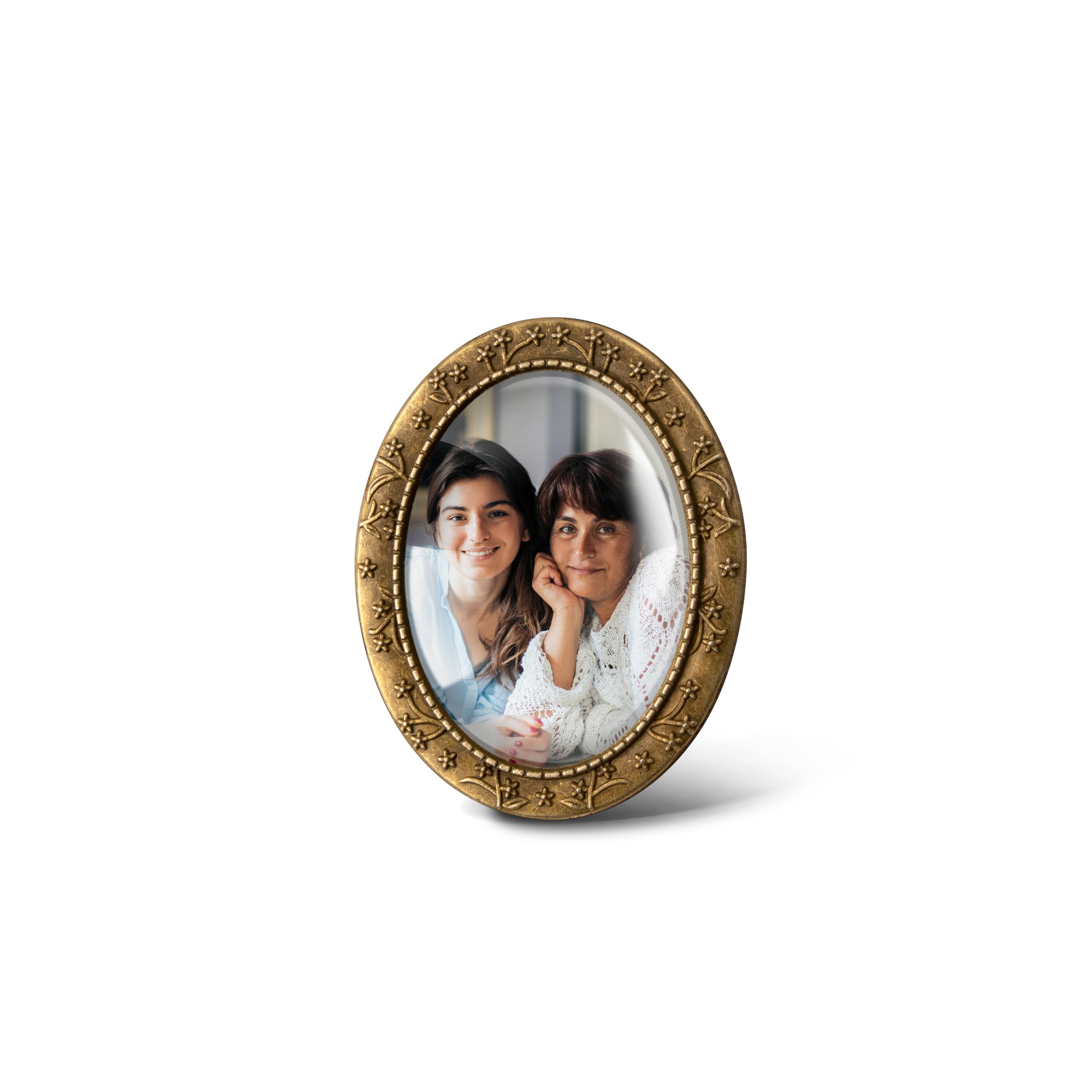 Vintage Oval Floral Memorial Wedding Photo Brooch