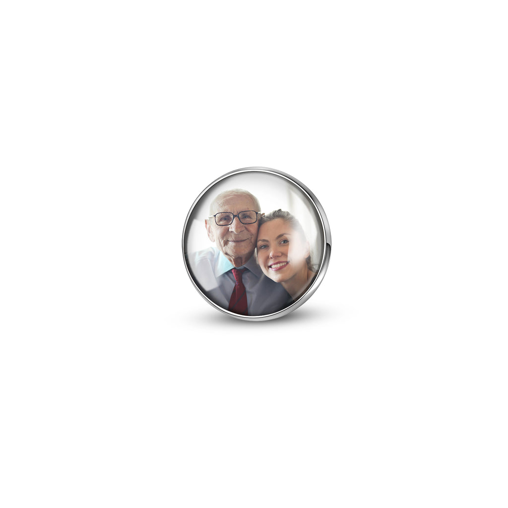 Personalized Round Wedding Photo Charm Pin