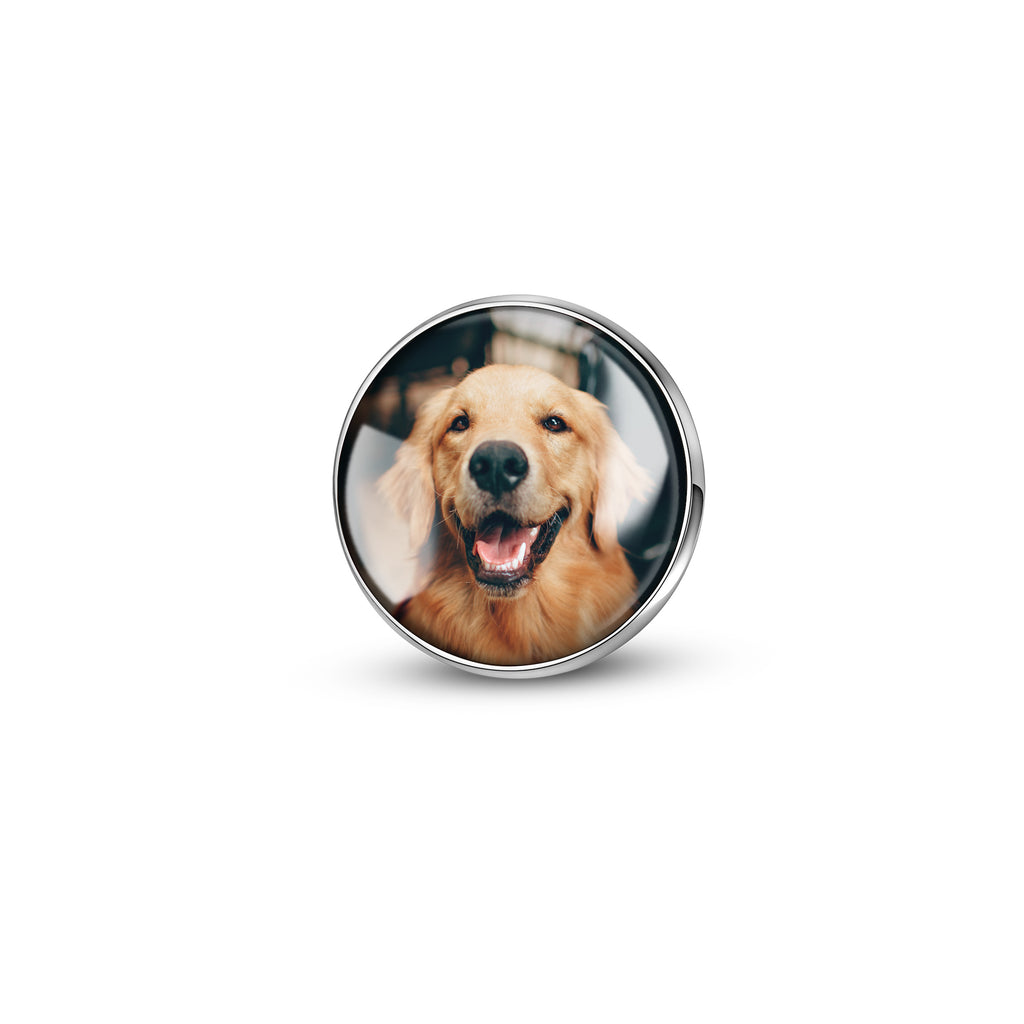 Round Pet Photo Charm Pin – Memorial Keepsake