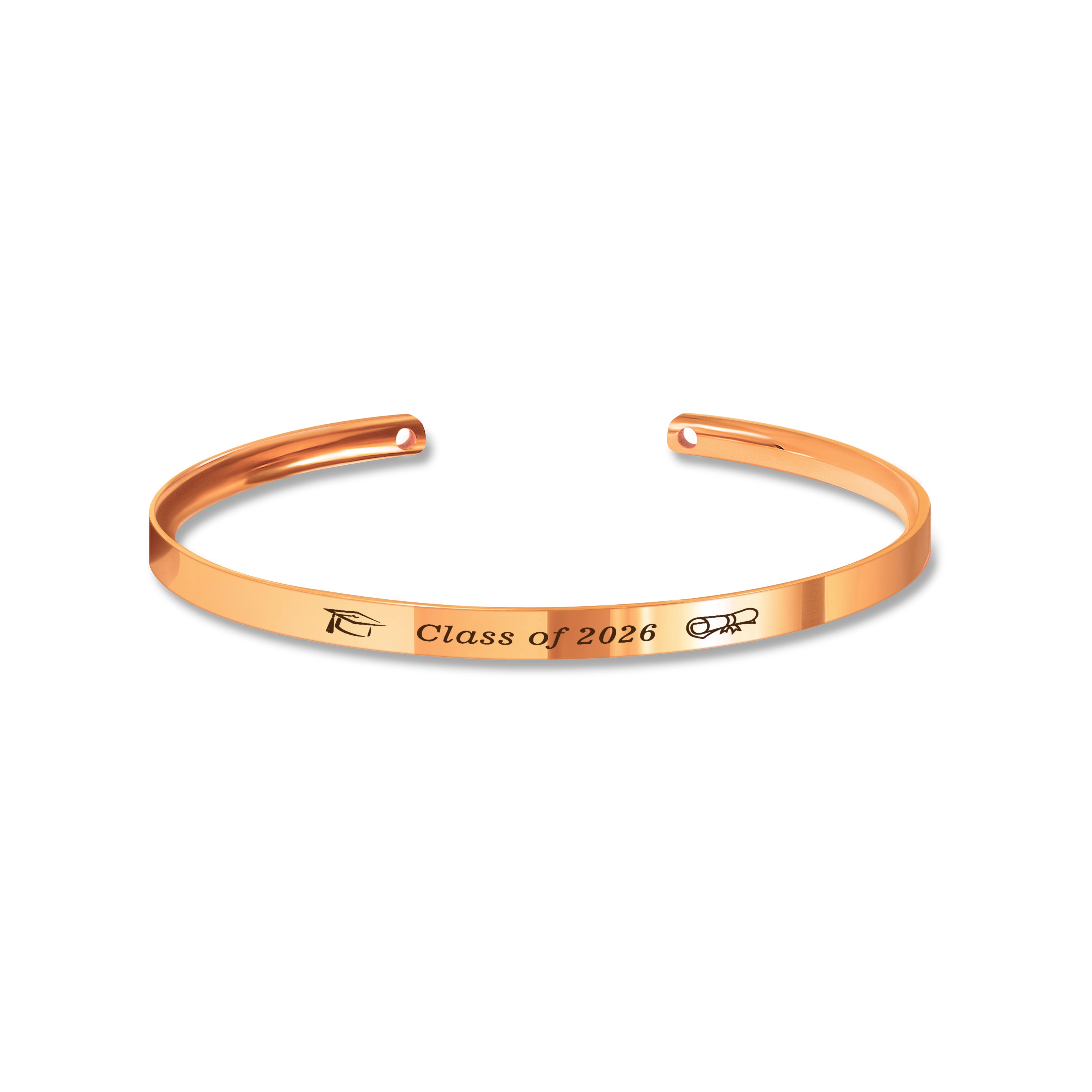 Class of Graduation Bracelet – Custom 4mm Stainless Steel Cuff Bangle ...