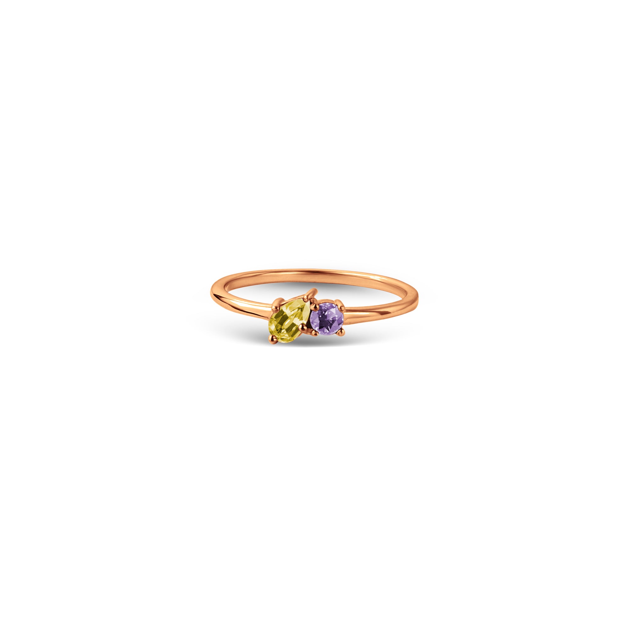 Round & Teardrop Shaped Birthstone Ring