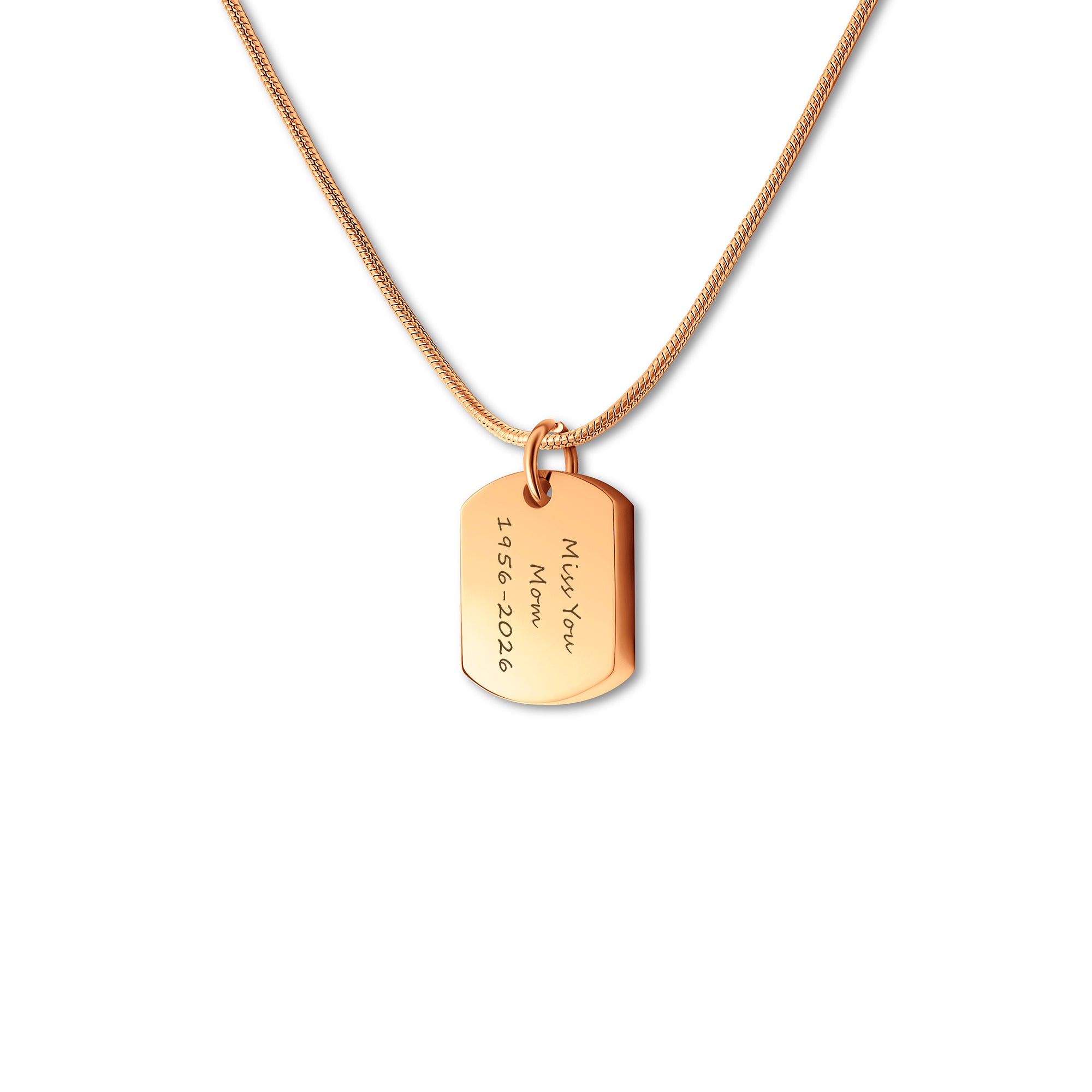 Vertical Engraving Memorial Dog Tag Urn Necklace