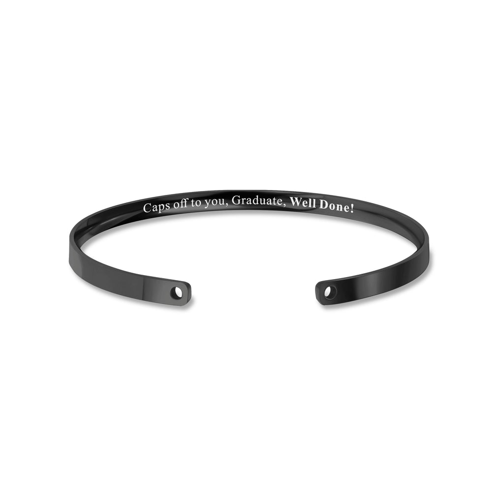 Black Motivational Graduation Cuff Bangle