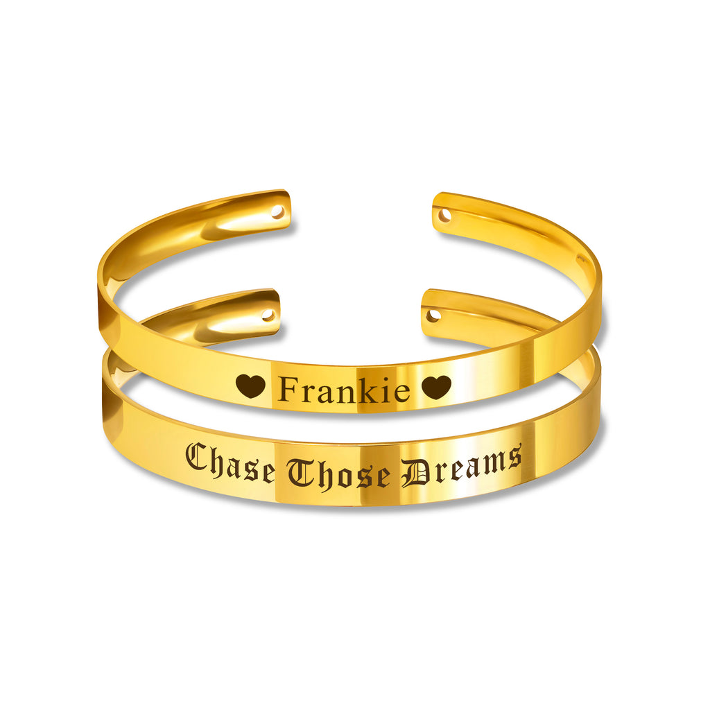 Custom 6mm and 8mm Matching Cuff Bangle Set