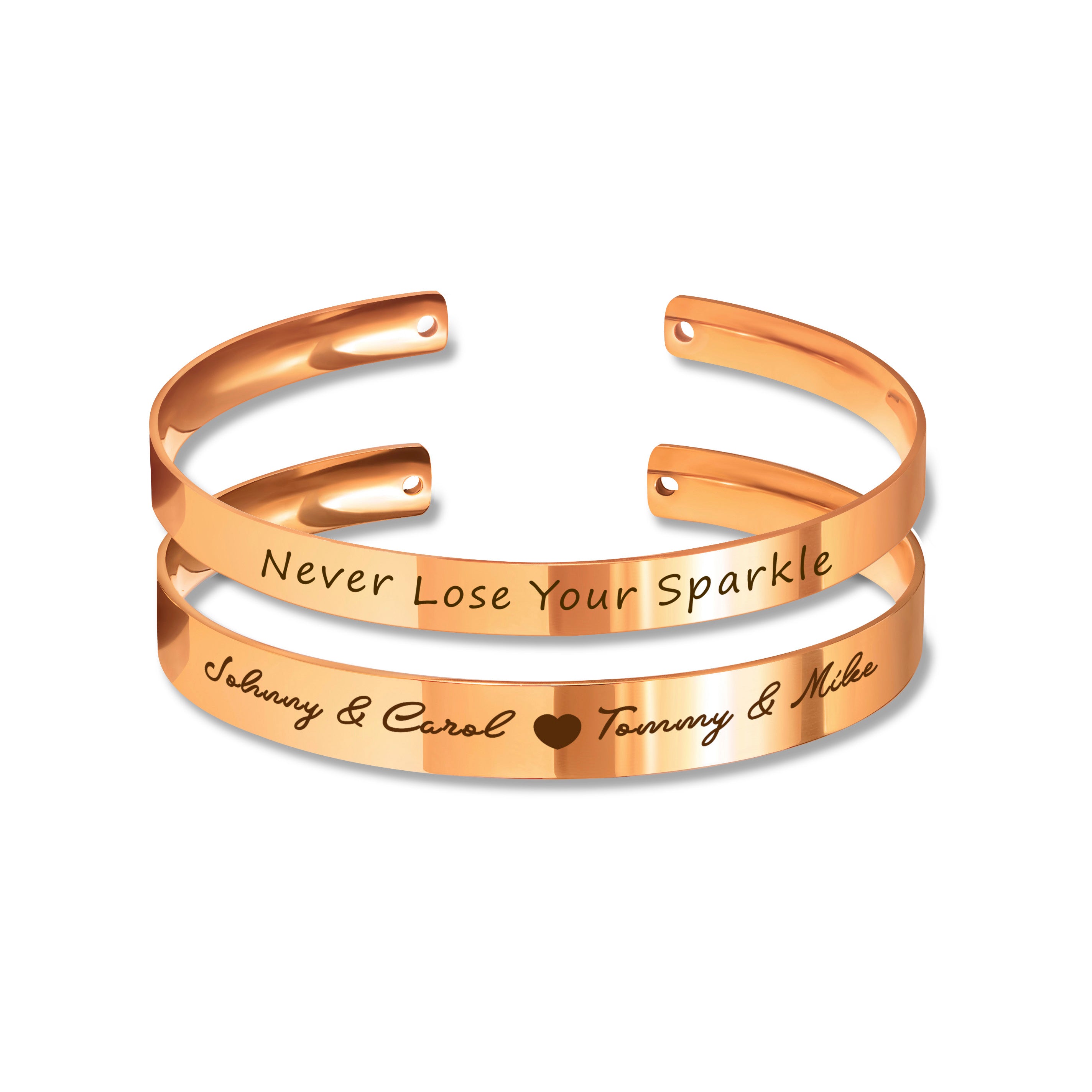 Custom 6mm and 8mm Matching Cuff Bangle Set