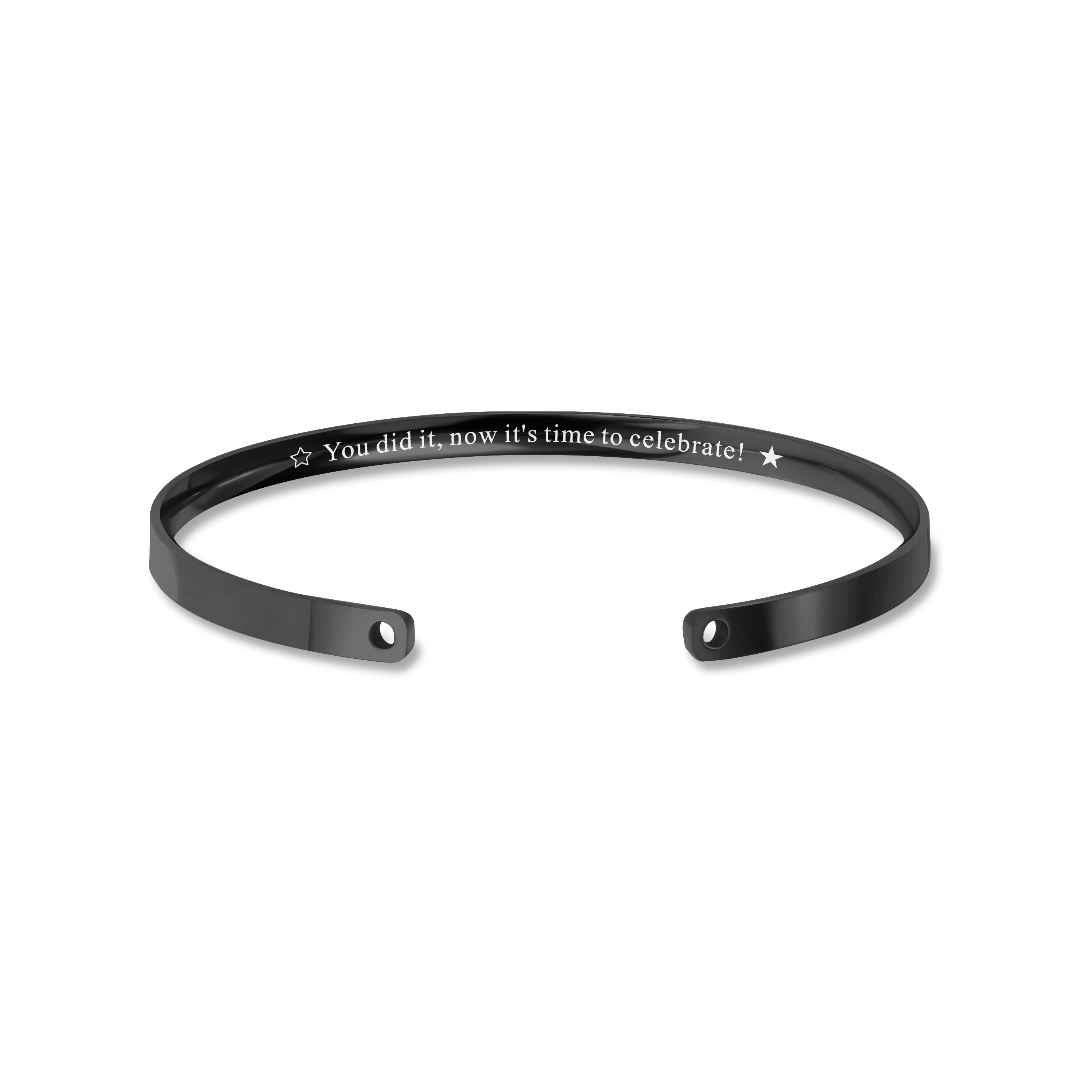 Black Motivational Graduation Cuff Bangle