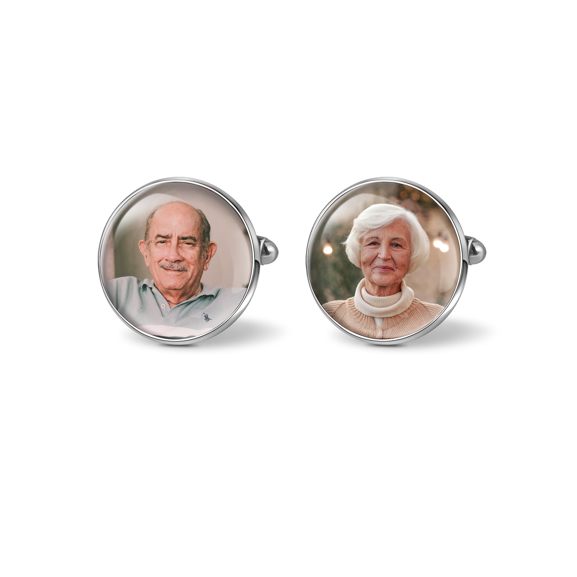 Round Photo Cufflinks with Glass Dome Cab