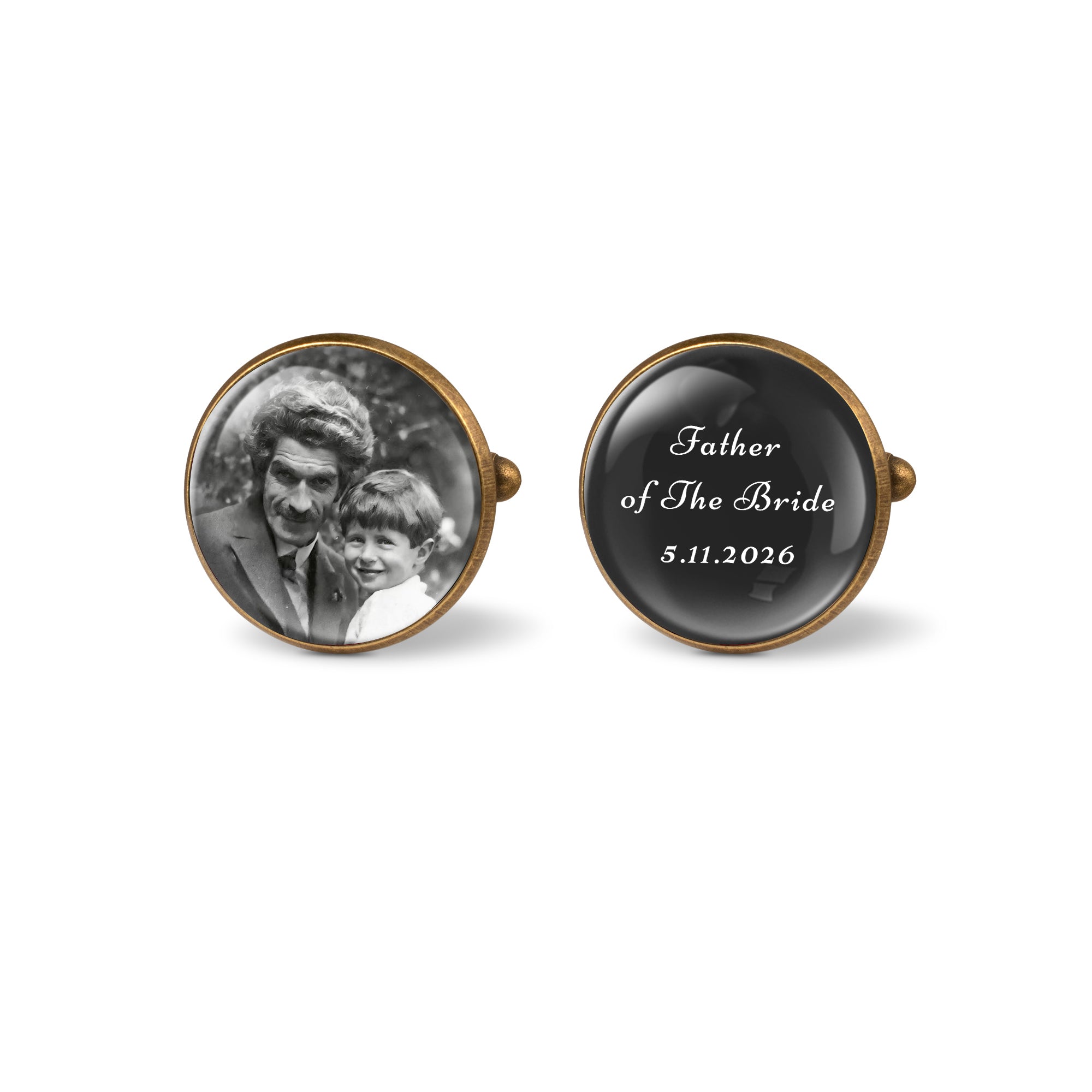 Round Photo Cufflinks with Glass Dome Cab