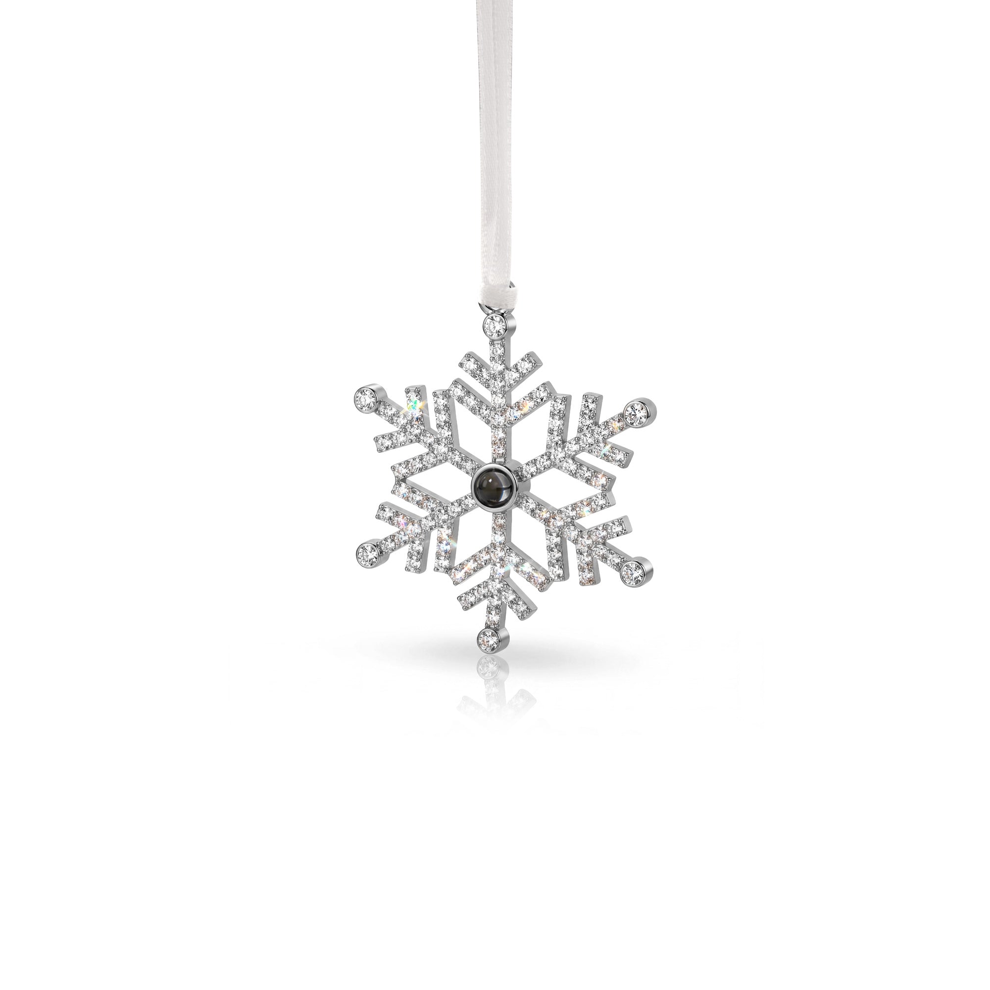 Rhinestone Snowflake Photo Projection Christmas Ornament