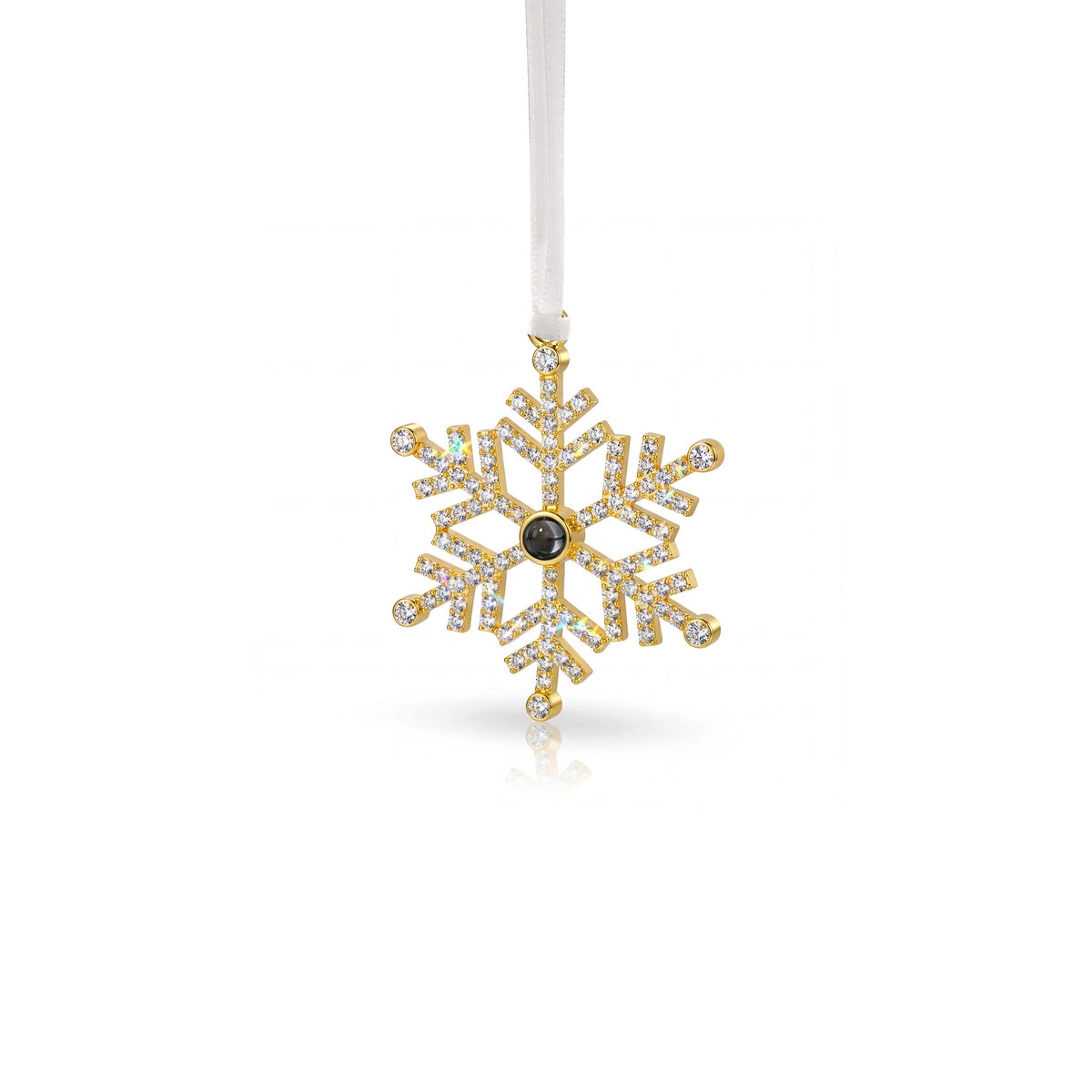 Rhinestone Snowflake Photo Projection Christmas Ornament