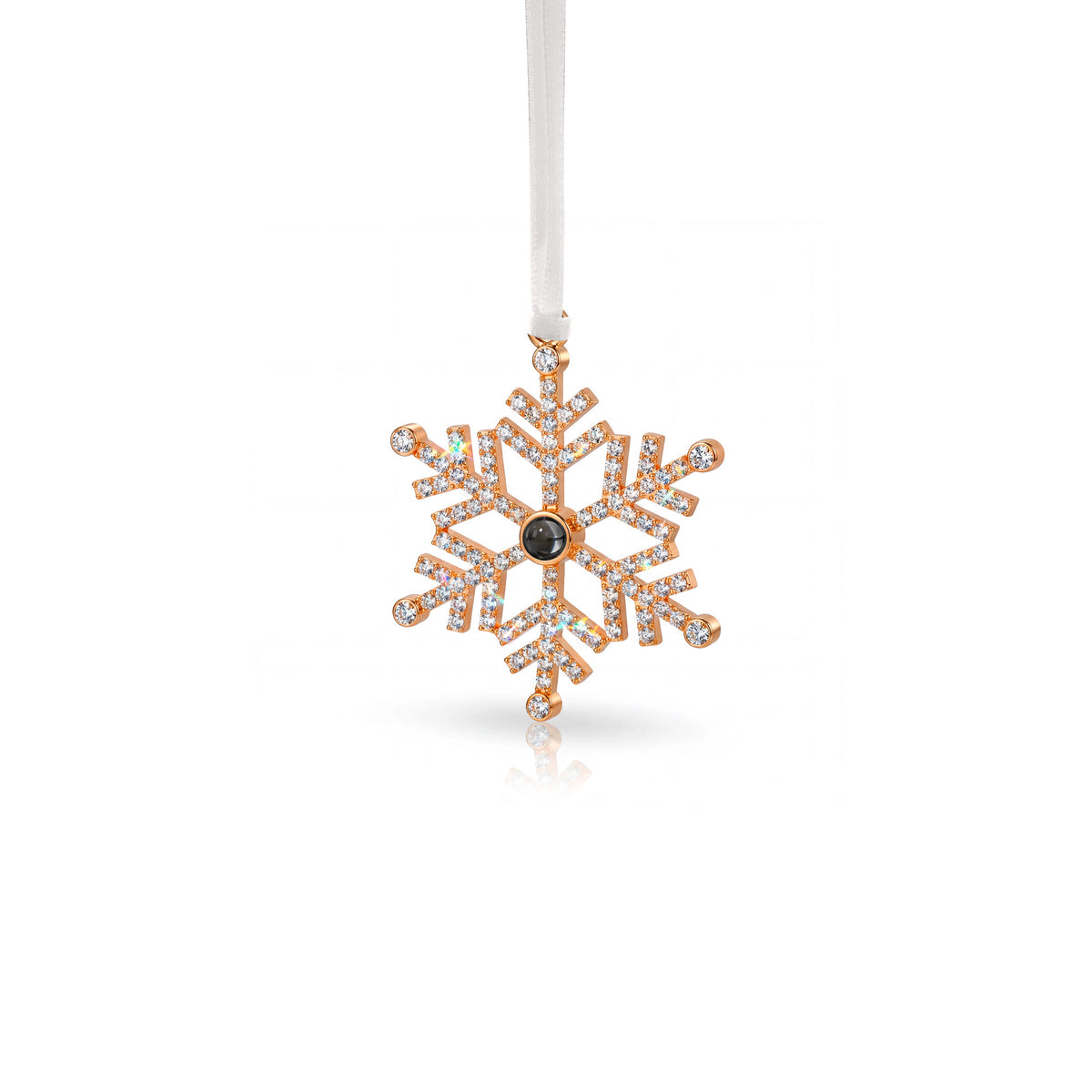 Rhinestone Snowflake Photo Projection Christmas Ornament