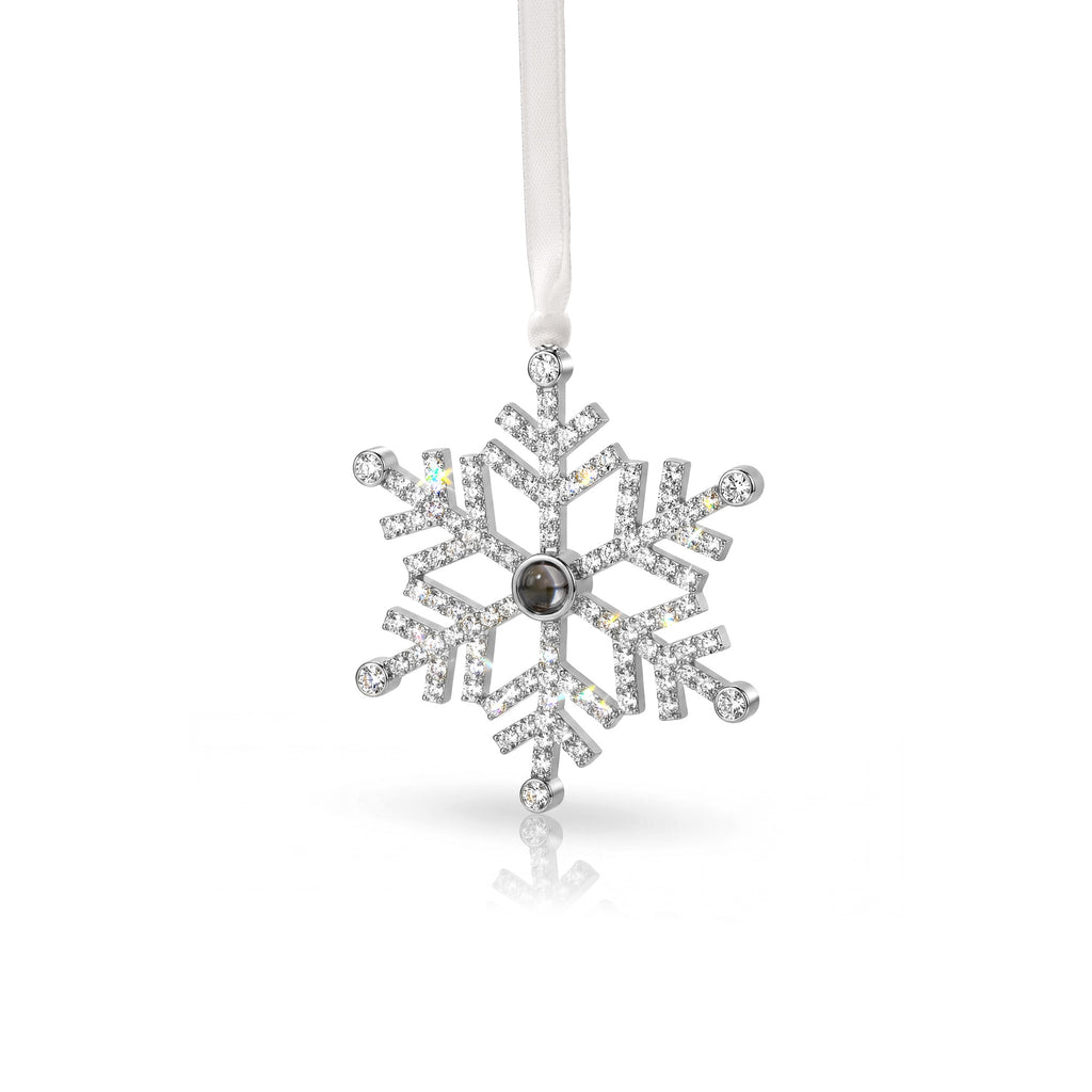 Rhinestone Snowflake Photo Projection Christmas Ornament