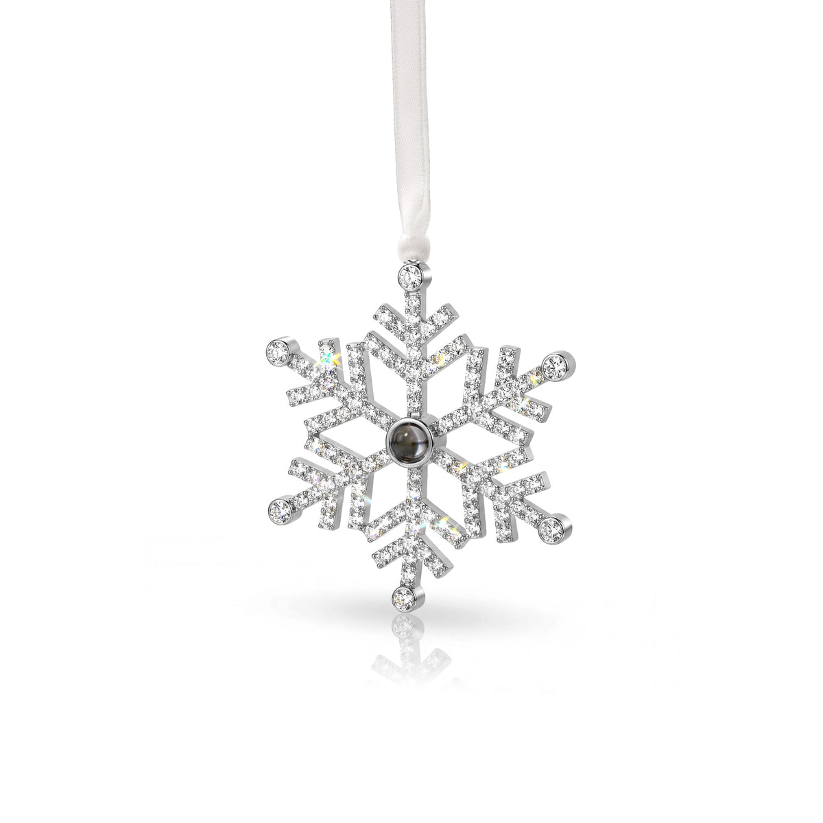 Rhinestone Snowflake Photo Projection Christmas Ornament