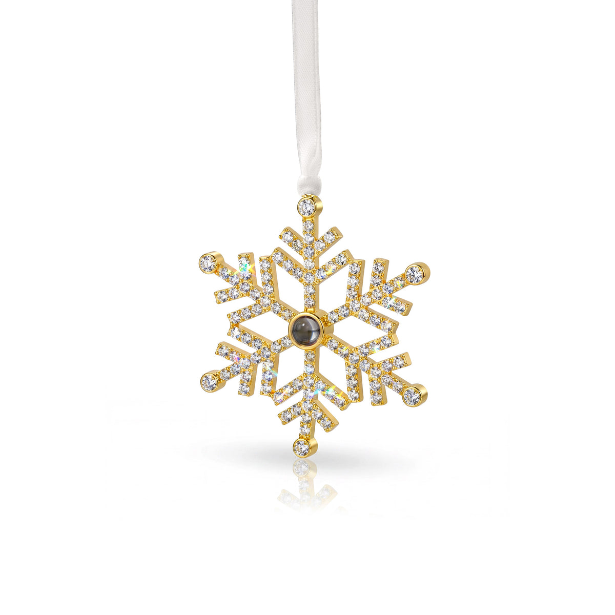 Rhinestone Snowflake Photo Projection Christmas Ornament