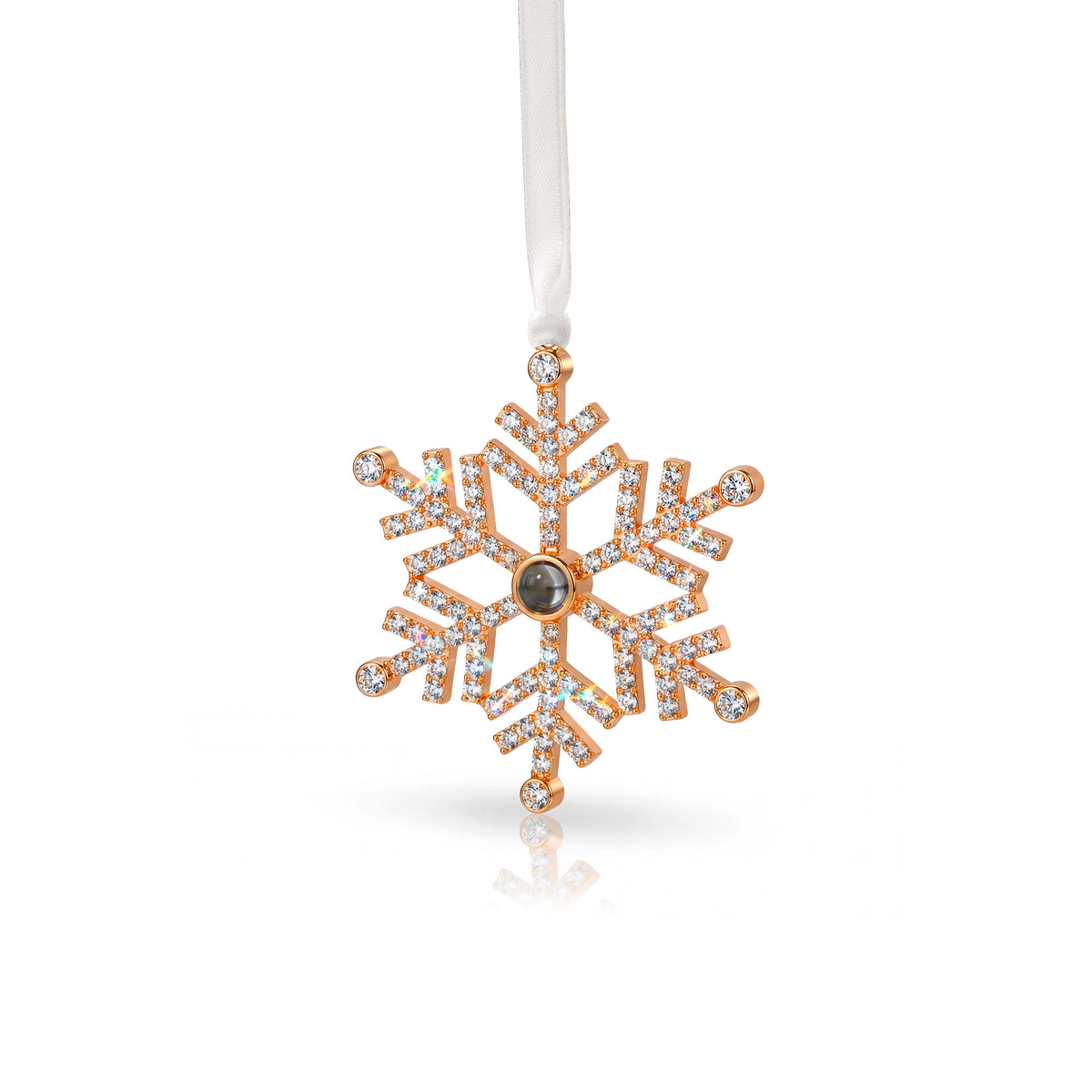 Rhinestone Snowflake Photo Projection Christmas Ornament