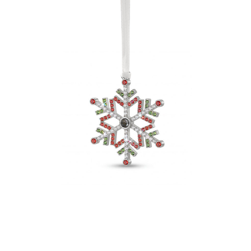 Colorful Rhinestone Snowflake Photo Projection Christmas Ornament