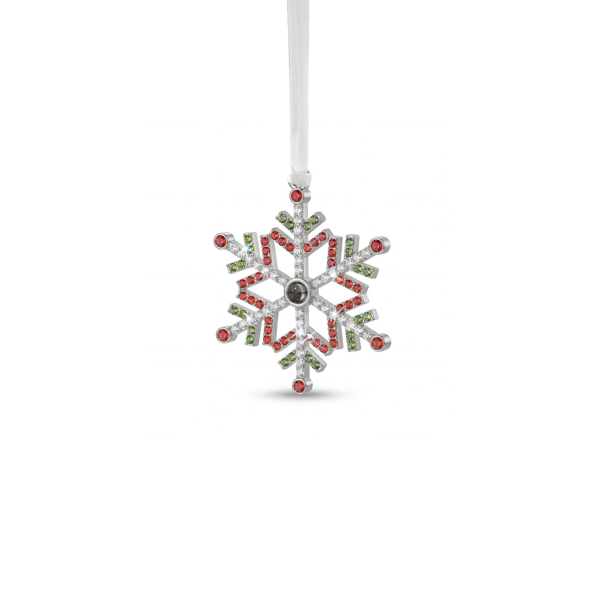 Colorful Rhinestone Snowflake Photo Projection Christmas Ornament