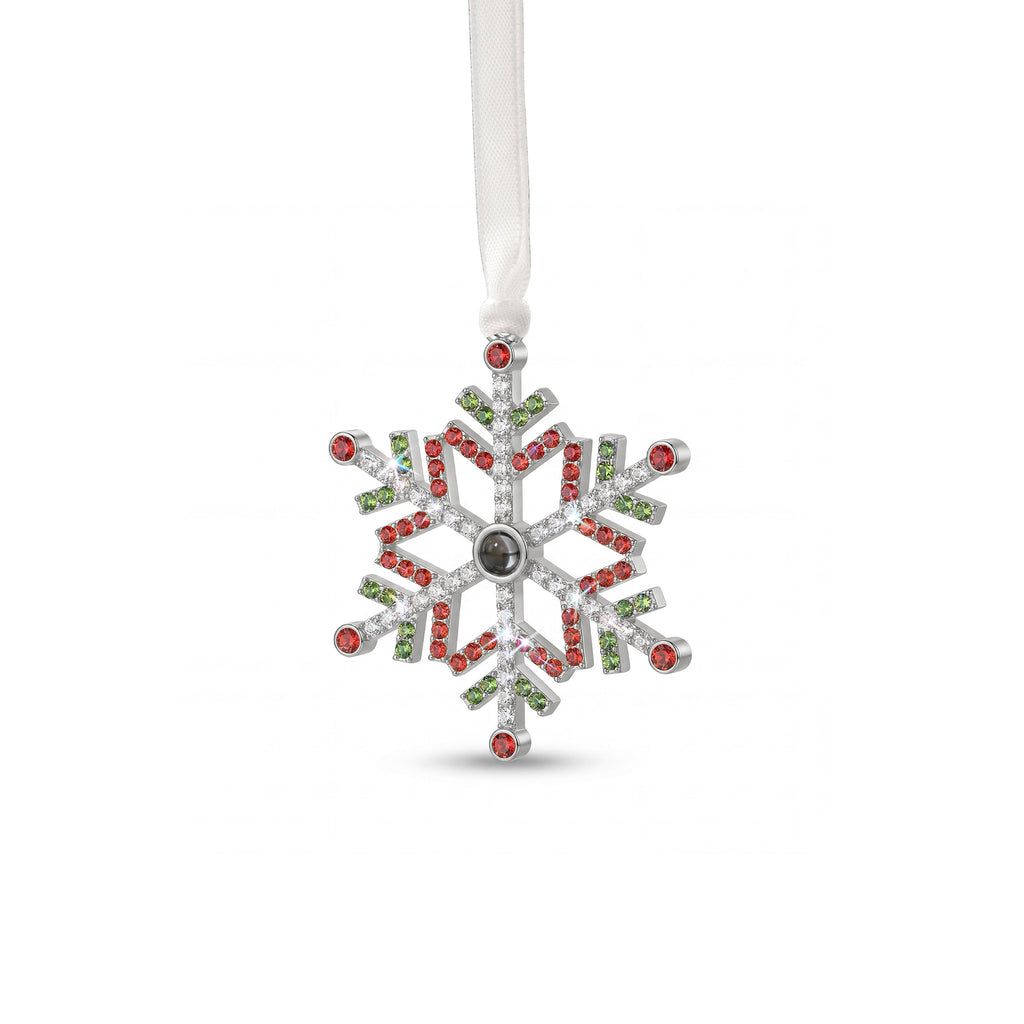 Colorful Rhinestone Snowflake Photo Projection Christmas Ornament