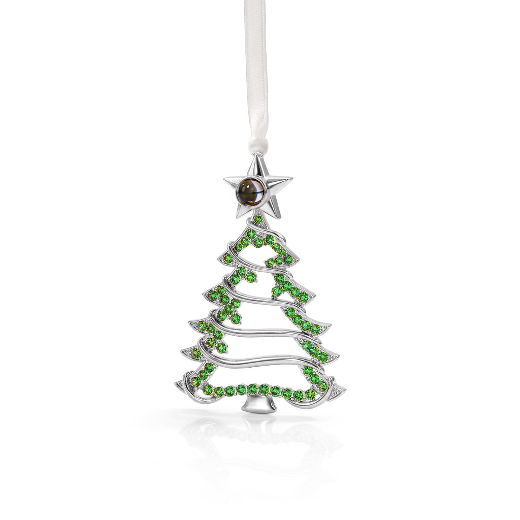 Custom Rhinestone Christmas Tree Photo Projection Ornament