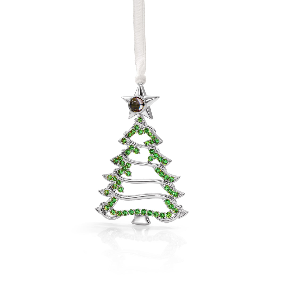 Custom Rhinestone Christmas Tree Photo Projection Ornament
