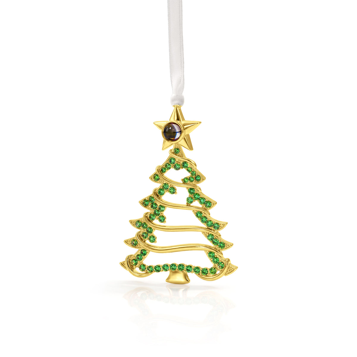 Custom Rhinestone Christmas Tree Photo Projection Ornament