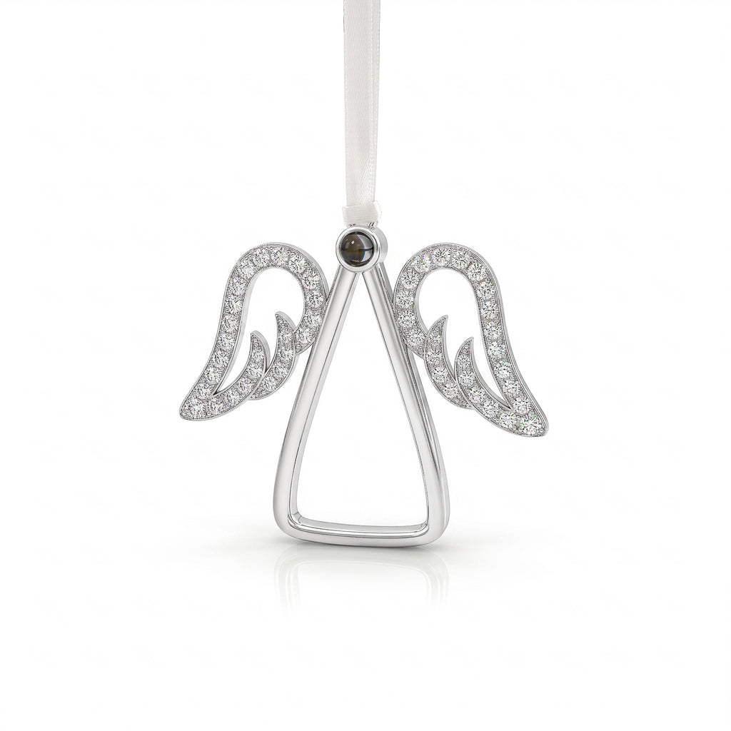 Custom Rhinestone Angel Photo Projection Memorial Ornament
