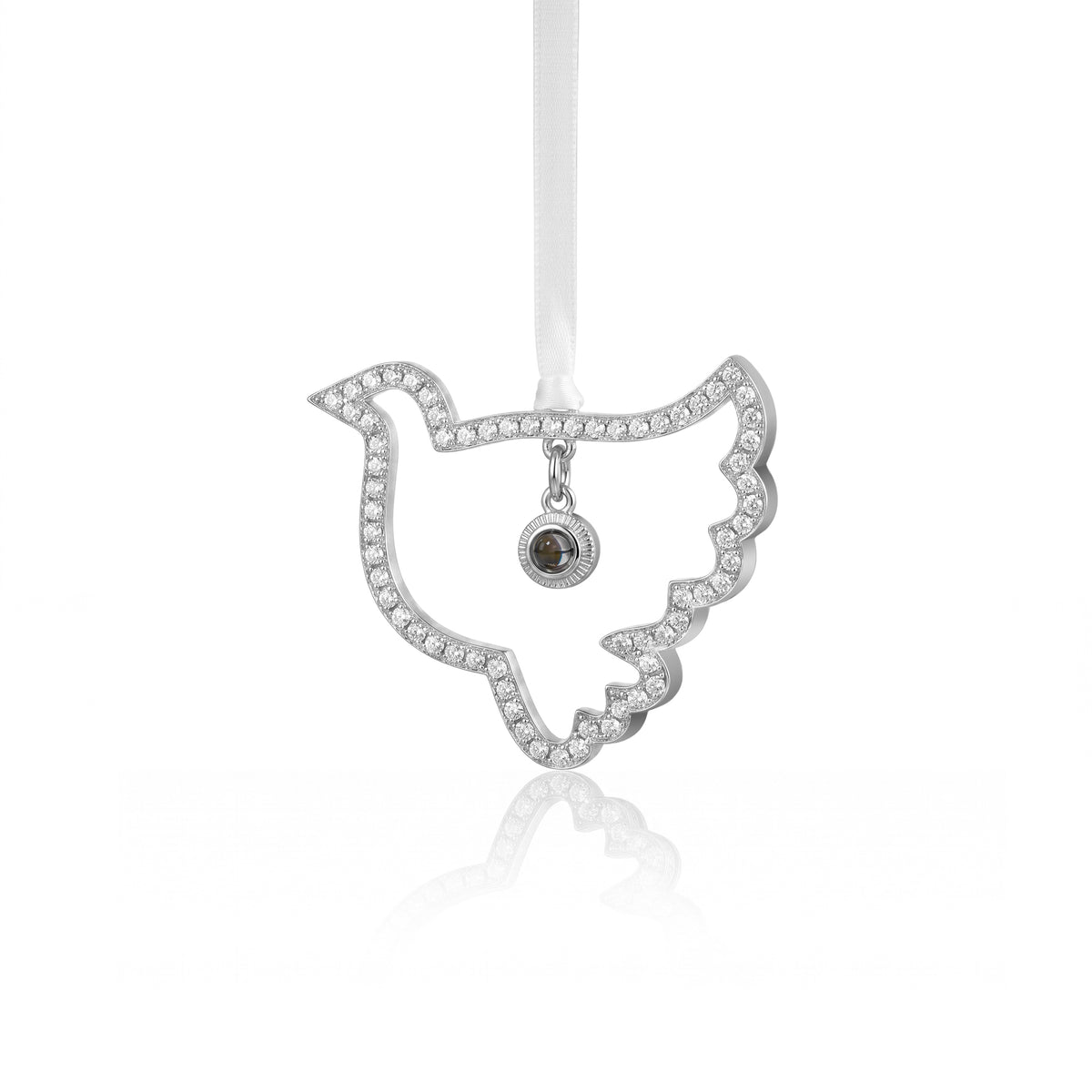 Custom Rhinestone Dove Photo Projection Memorial Ornament