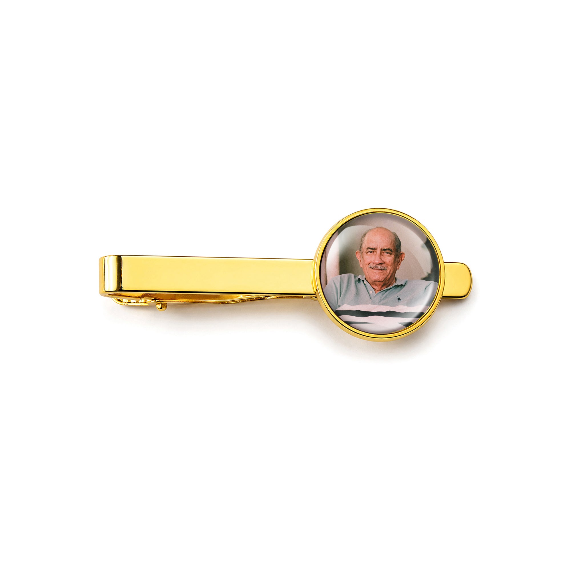 Round Wedding Tie Clip with Glass Dome Cab