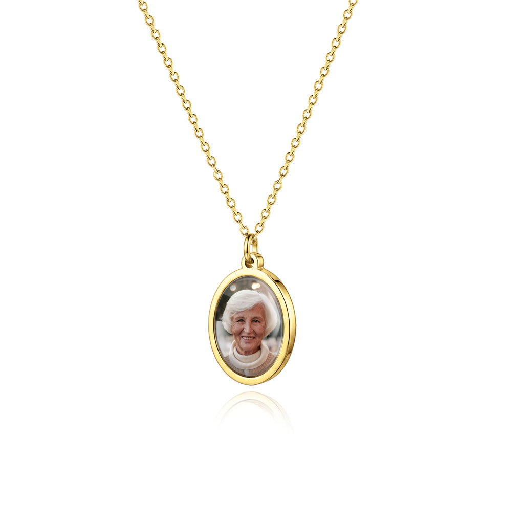 Oval Photo Necklace with Glass Dome Cab
