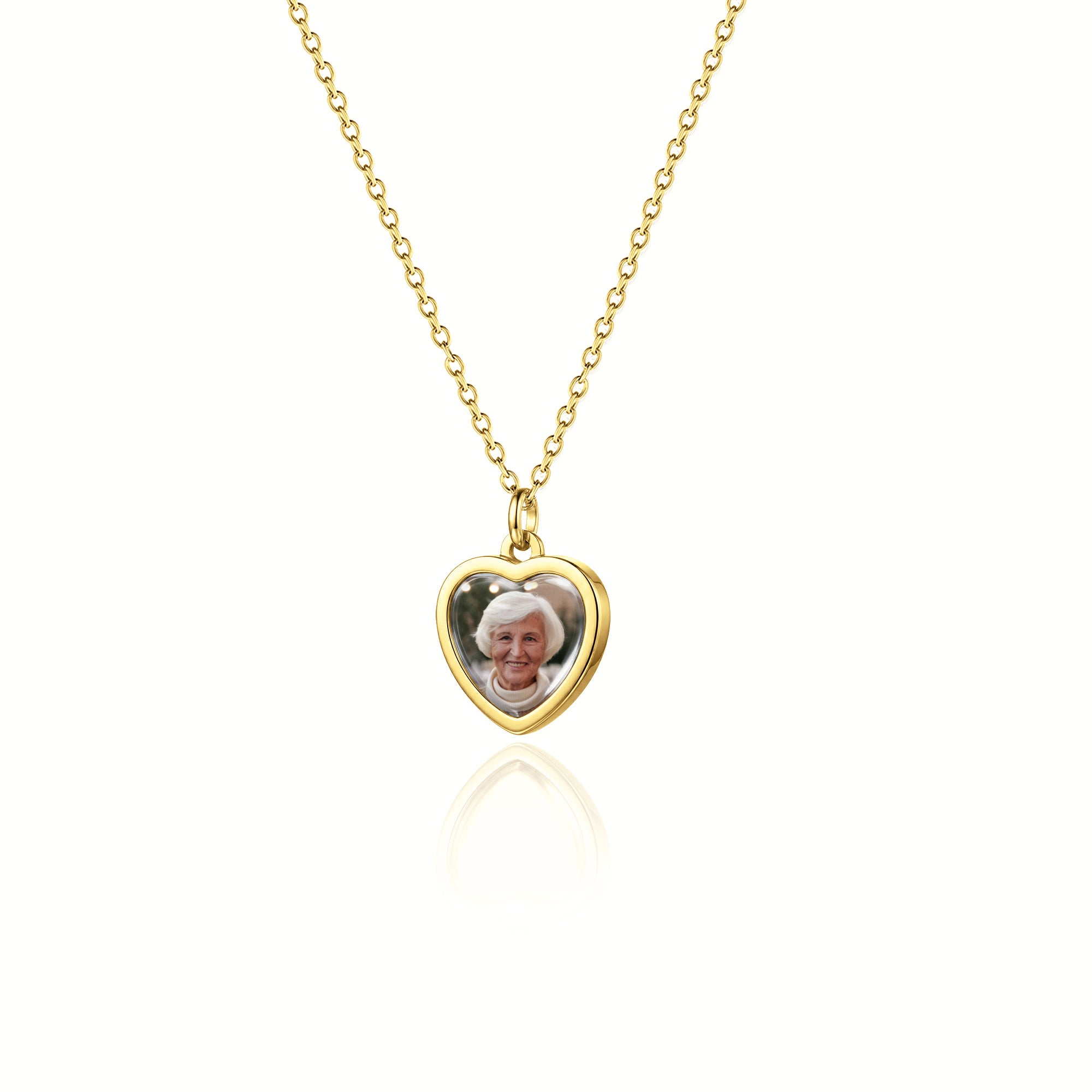 Heart Photo Necklace with Glass Dome Cab