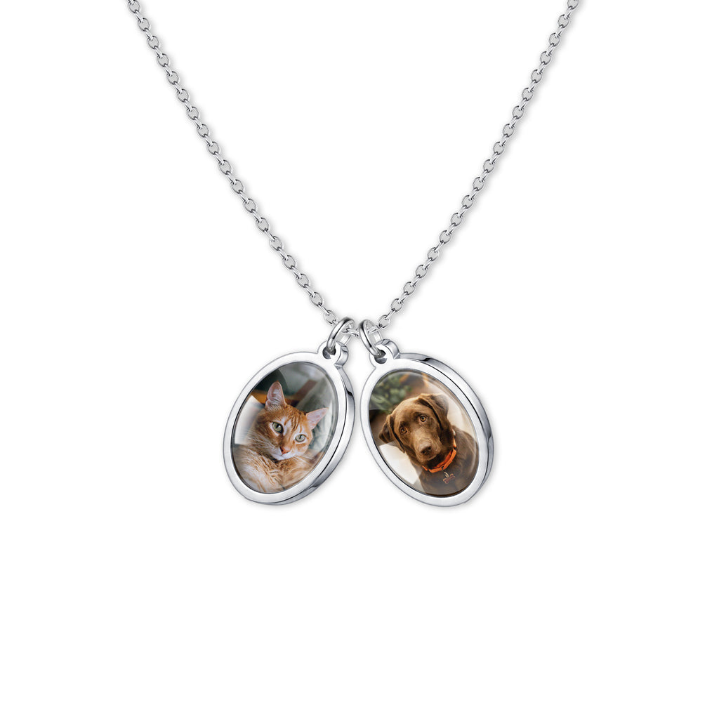 Oval Photo Necklace with Glass Dome Cab