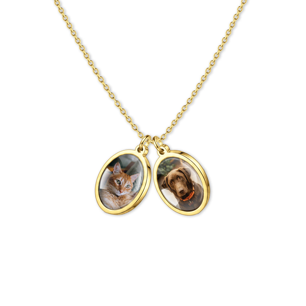 Oval Photo Necklace with Glass Dome Cab