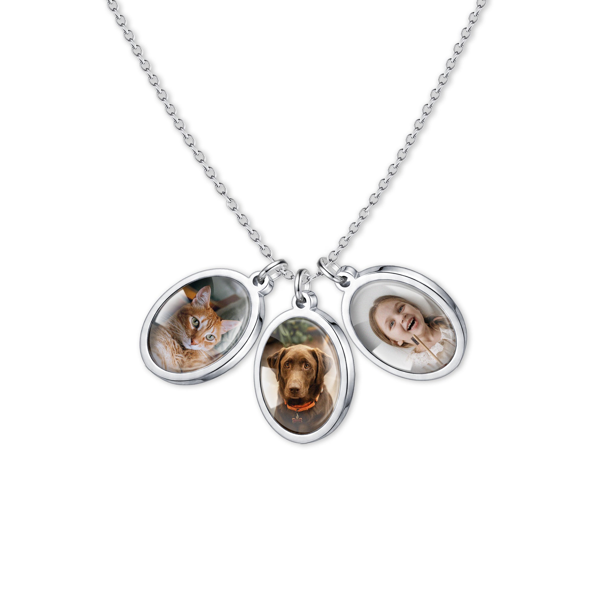 Oval Photo Necklace with Glass Dome Cab
