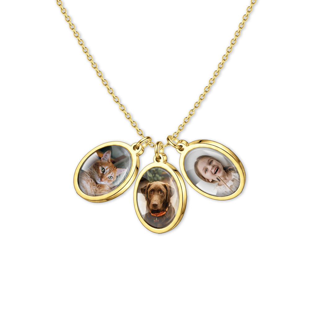 Oval Photo Necklace with Glass Dome Cab