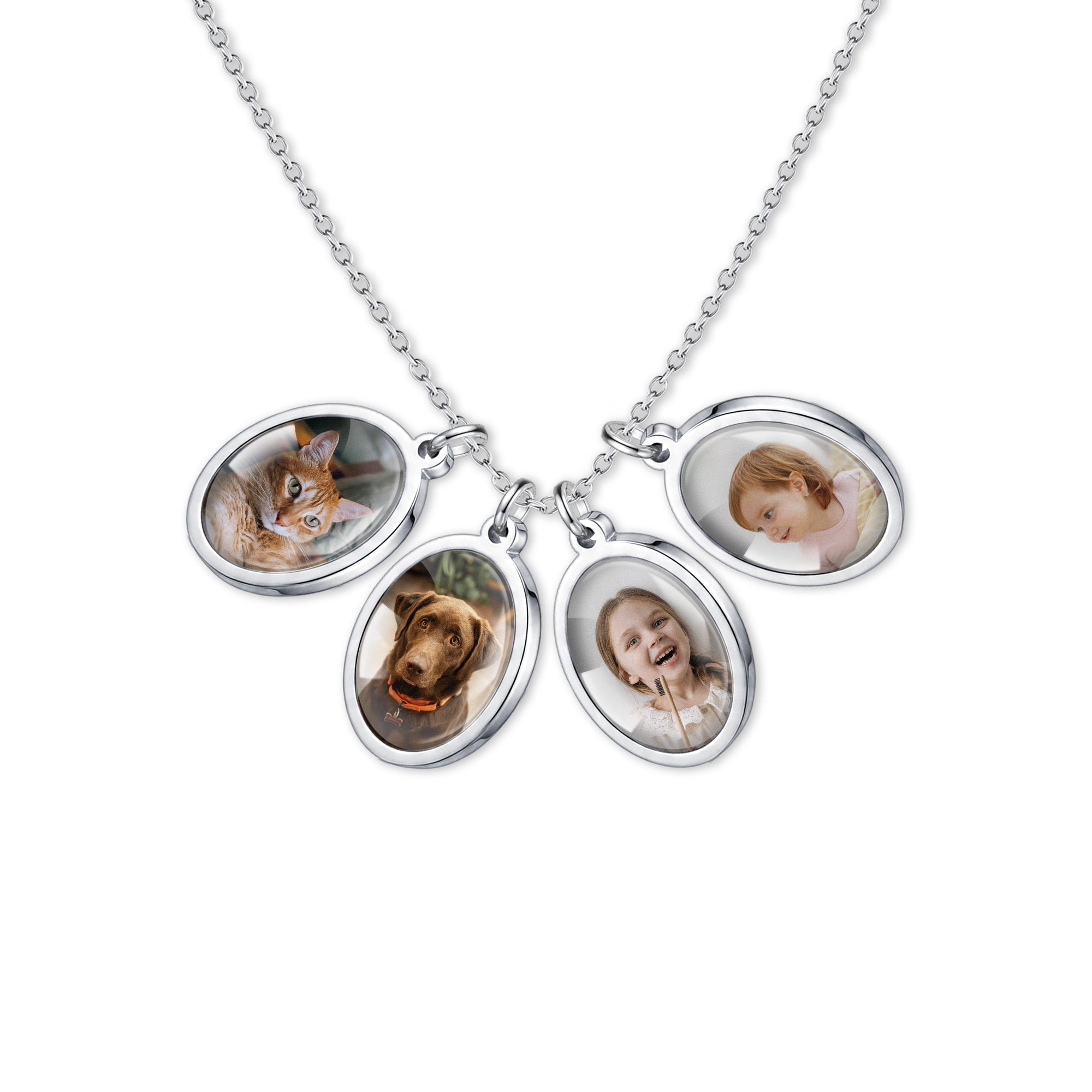 Oval Photo Necklace with Glass Dome Cab