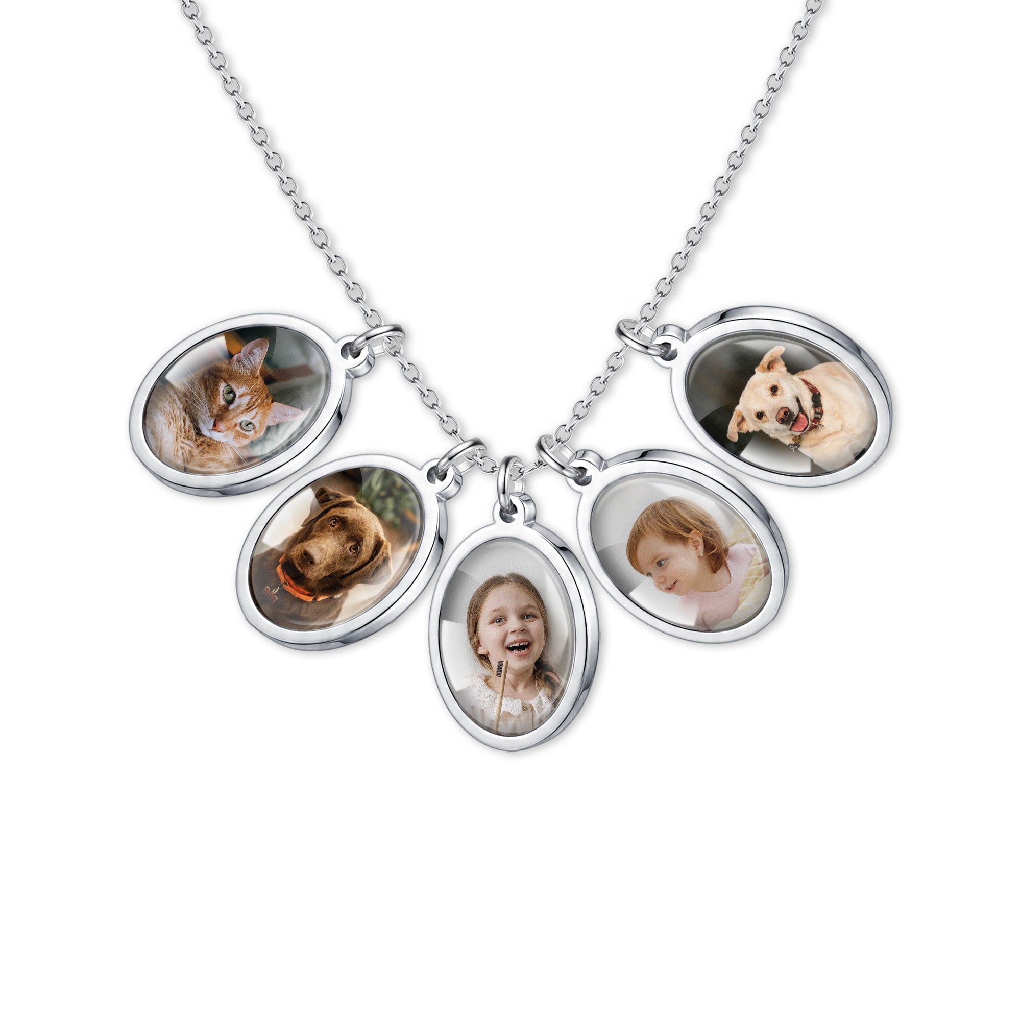 Oval Photo Necklace with Glass Dome Cab